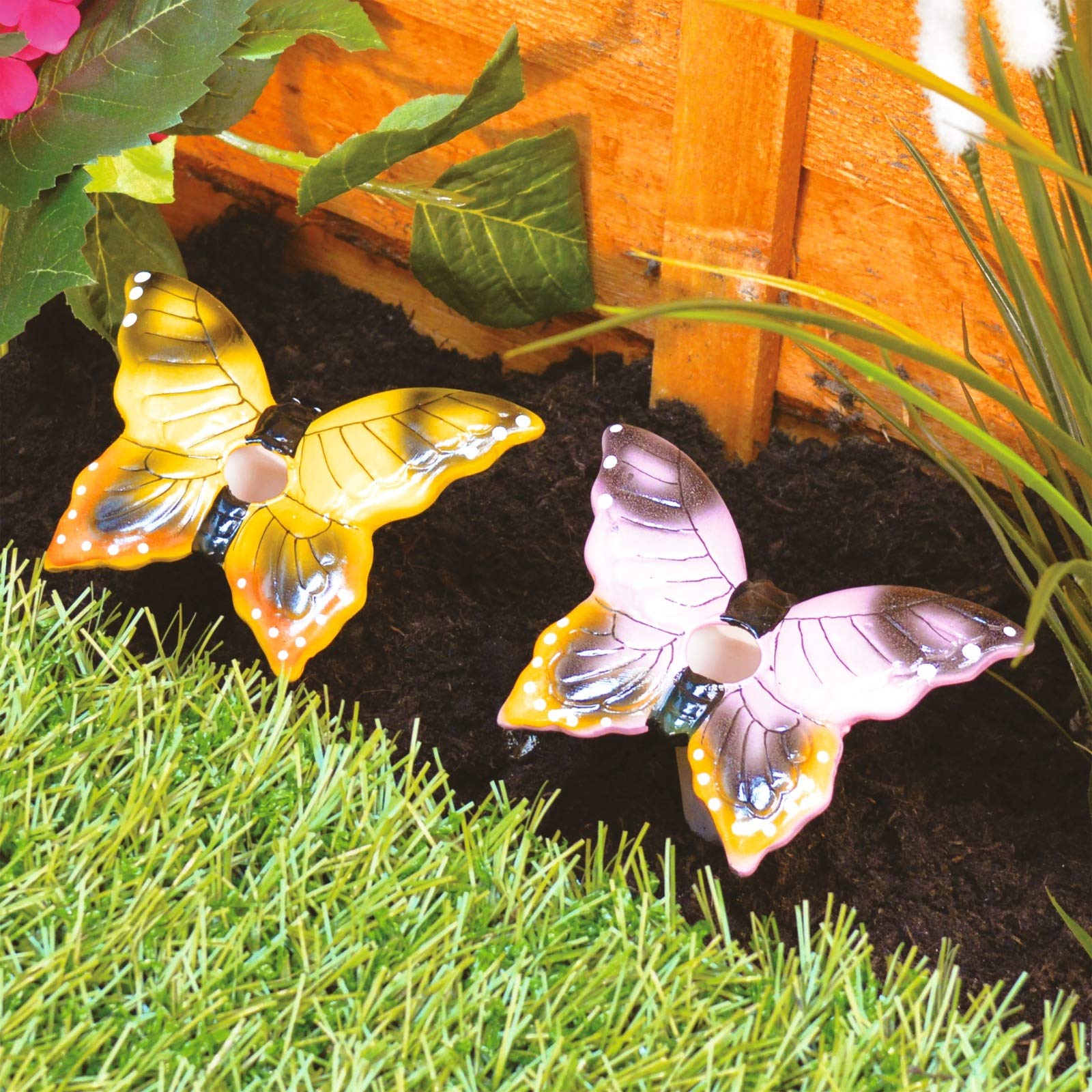 mysmartbuy Ceramic Plant Waterer Stakes - Butterfly Design - Self-Watering