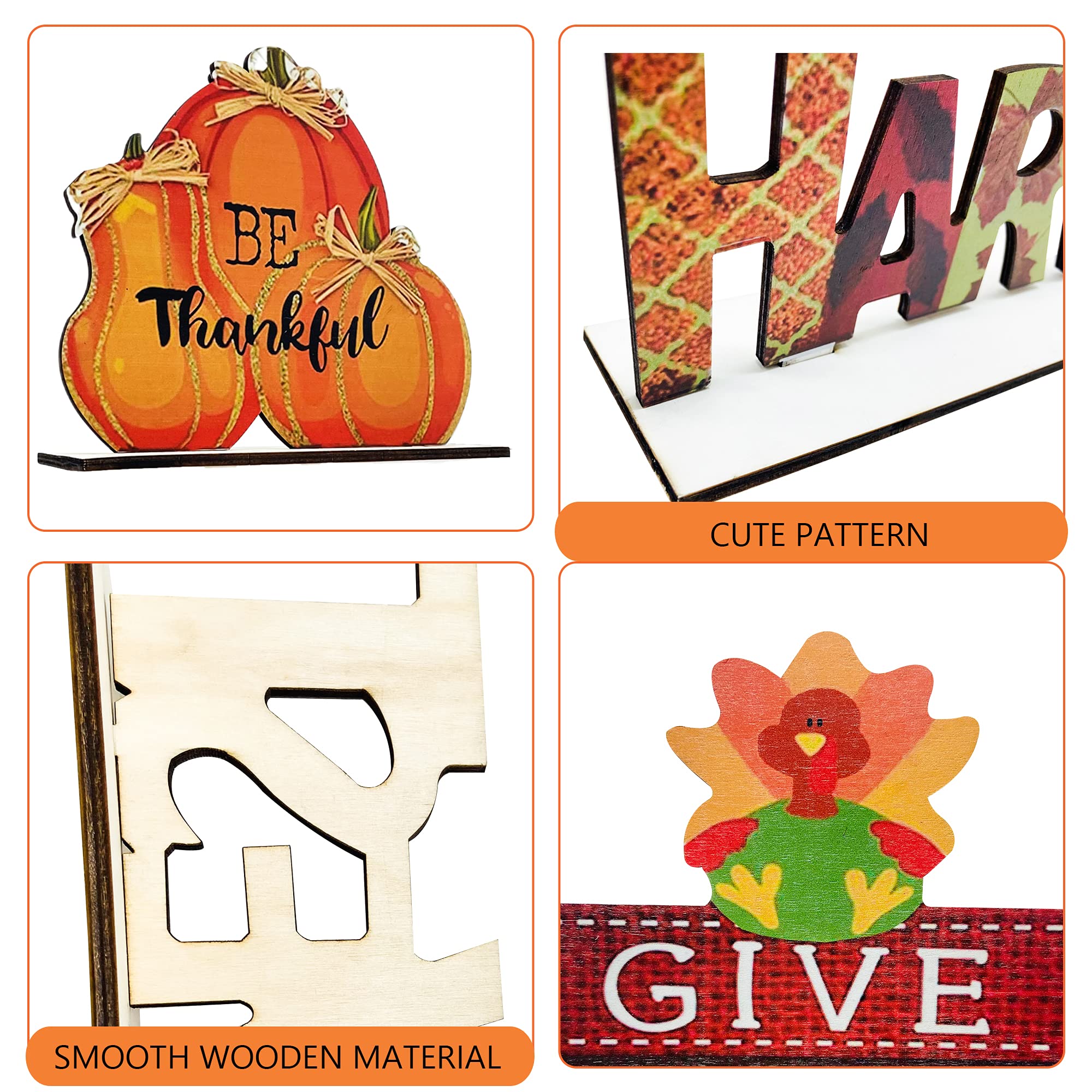 SANKUU Decorative Signs Wooden Centerpiece Signs Harvest Party Thanksgiving Table Decoration