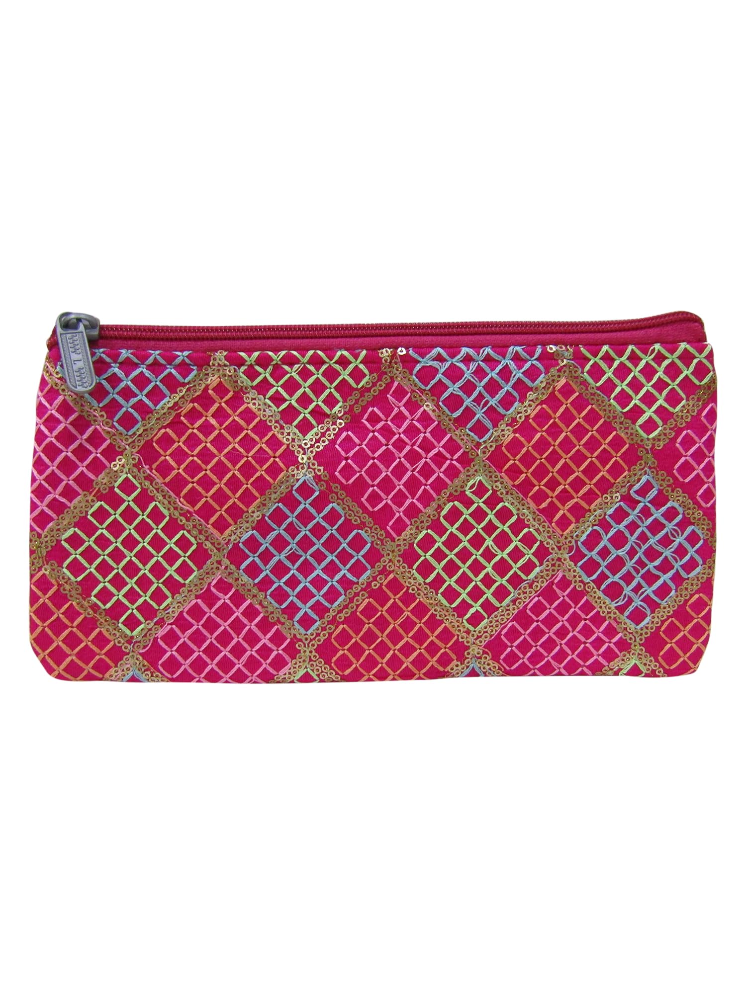Purple Pink Embroidery Wedding Return Gift Women Wholesale Bridal Giveaways Potli Bag With Zipper For Ladies Baby Shower Shagun Purse Gifting Haldi Mehandi (Pack Of 12 Pcs) 3