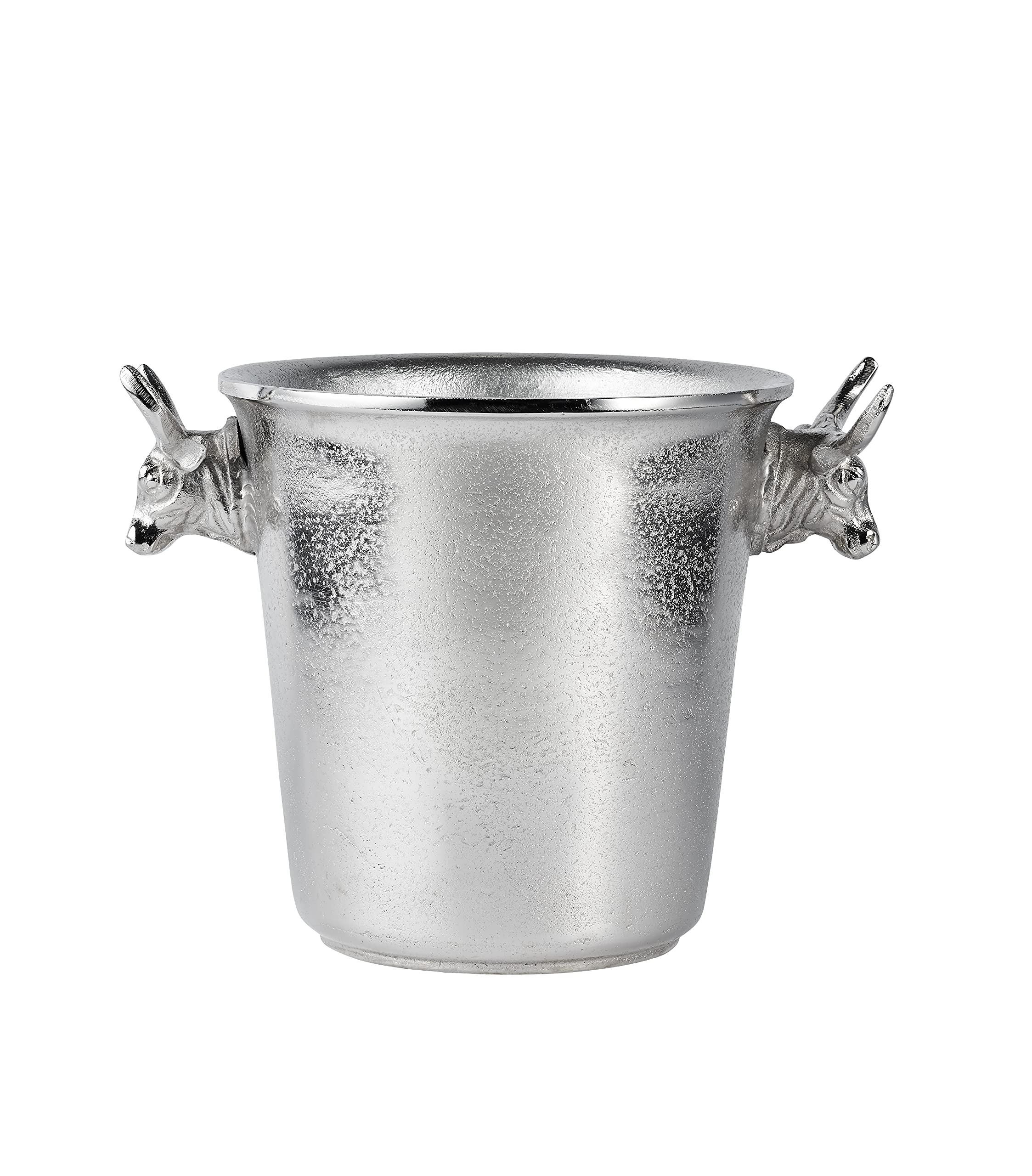 Champagnerkühler Stierkopf, Weinkühler, Flaschenkühler, Sektkühler, Getränkekühler, Aluminium Silber - Kühler für Sekt, Wein und Champagner - 30 cm