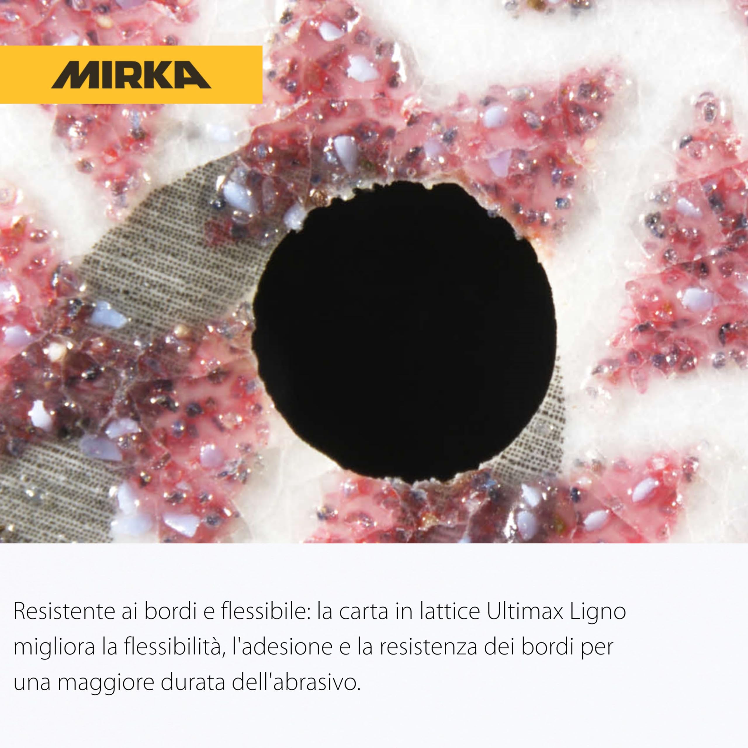 Mirka Ultimax Ligno Carta abrasiva 81x133 mm, grana P120, con fissaggio a strappo e foratura multifit per lavorare senza produrre polvere, confezione da 50 pezzi