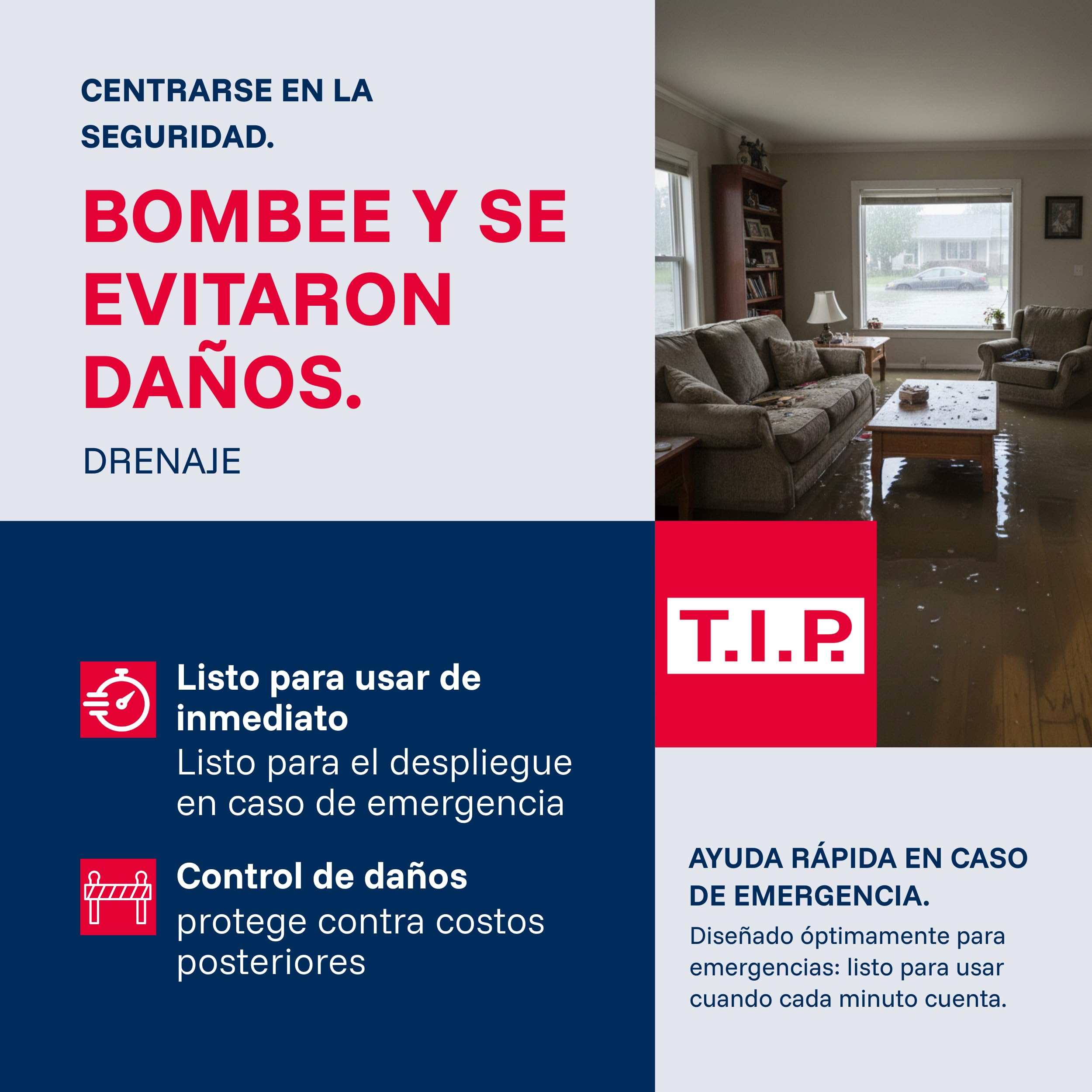 T.I.P. Máxima 350 I-PX DUO 30711 Kit de protección contra inundaciones, con una capacidad de 20 000 l/h, con cesta de filtro y manguera contra incendios, incluye conector C Storz