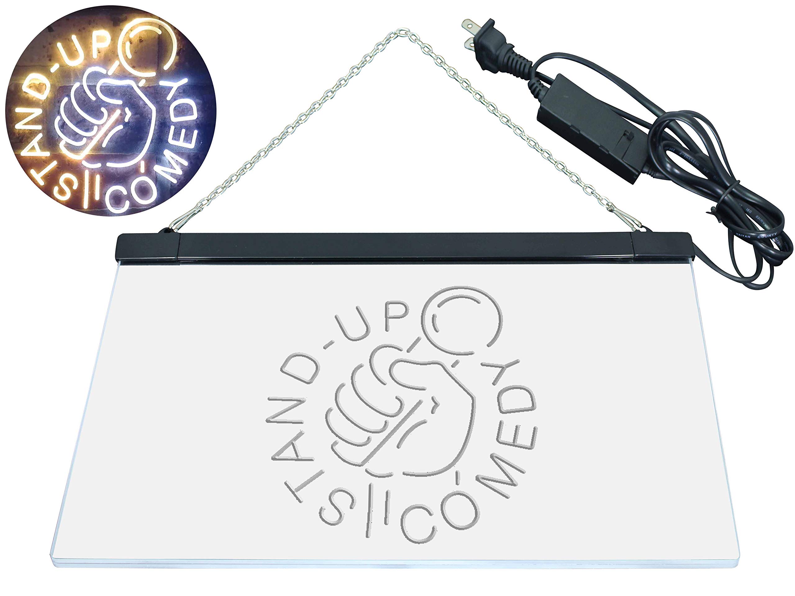 ADVPRO Stand-up Comedy Show Dual Color LED Barlicht Neonlicht Lichtwerbung Neon Sign Weiß & Gelb 600 x 400mm st6s64-i3333-wy