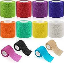 WuGU 12 Rolls of Self-Adhesive Bandage, Adhesive Bandage, Elastic Bandage, Self-Adhesive Bandage, Suitable for Stretch Athletes, Wrists, Fingers, Pet (12 Colours, 5 cm x 4.5 m)