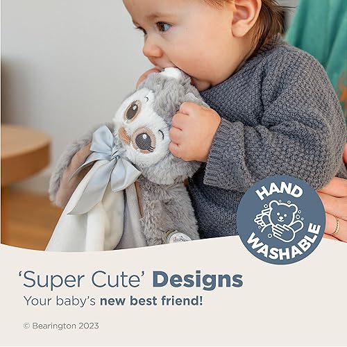 Miniatura 3 de Bearington Baby Lil' Owlie Snuggler, manta de seguridad de peluche de búho gris de 15 pulgadas para bebés