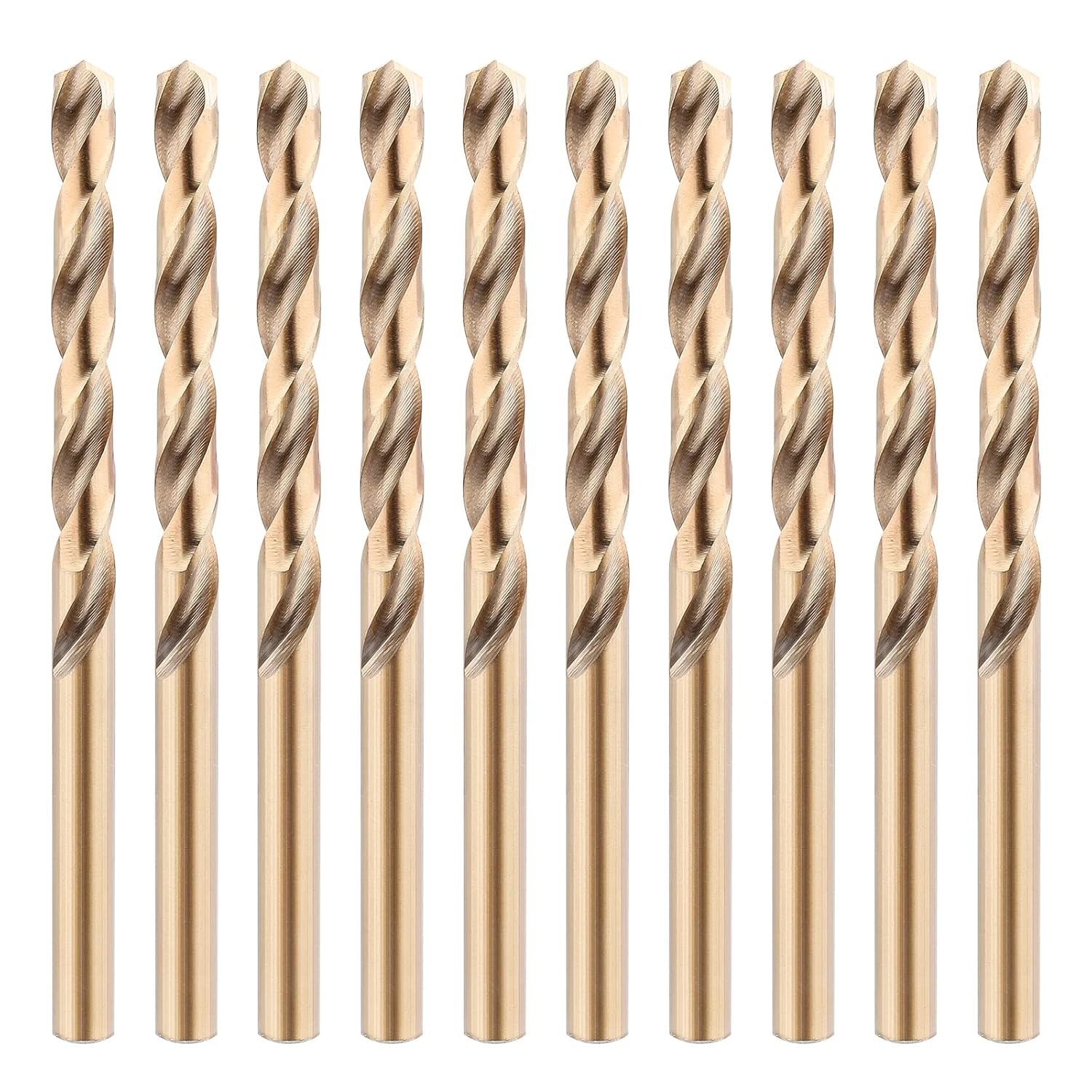 Qjaiune 1/4 Inch Cobalt Drill Bit Set, 10pcs M35 HSS Twist Drill Bit