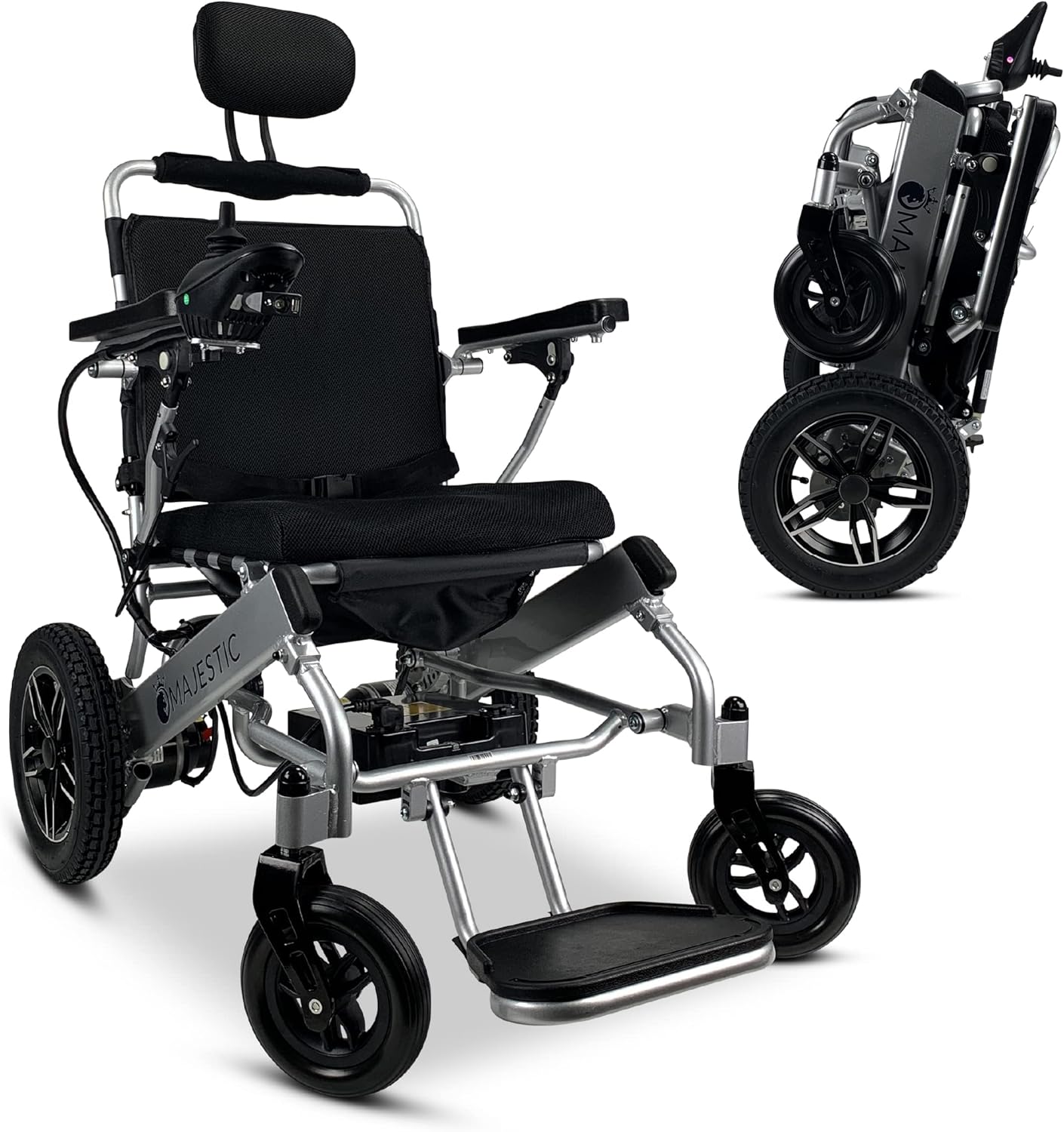 2021 New Long Range Folding Ultra Lightweight Electric Power Wheelchair, Silla de Ruedas Electrica, Airline Approved, Heavy Duty, Mobility Motorized, Portable Power (17.5" Seat Width) : Health & Household