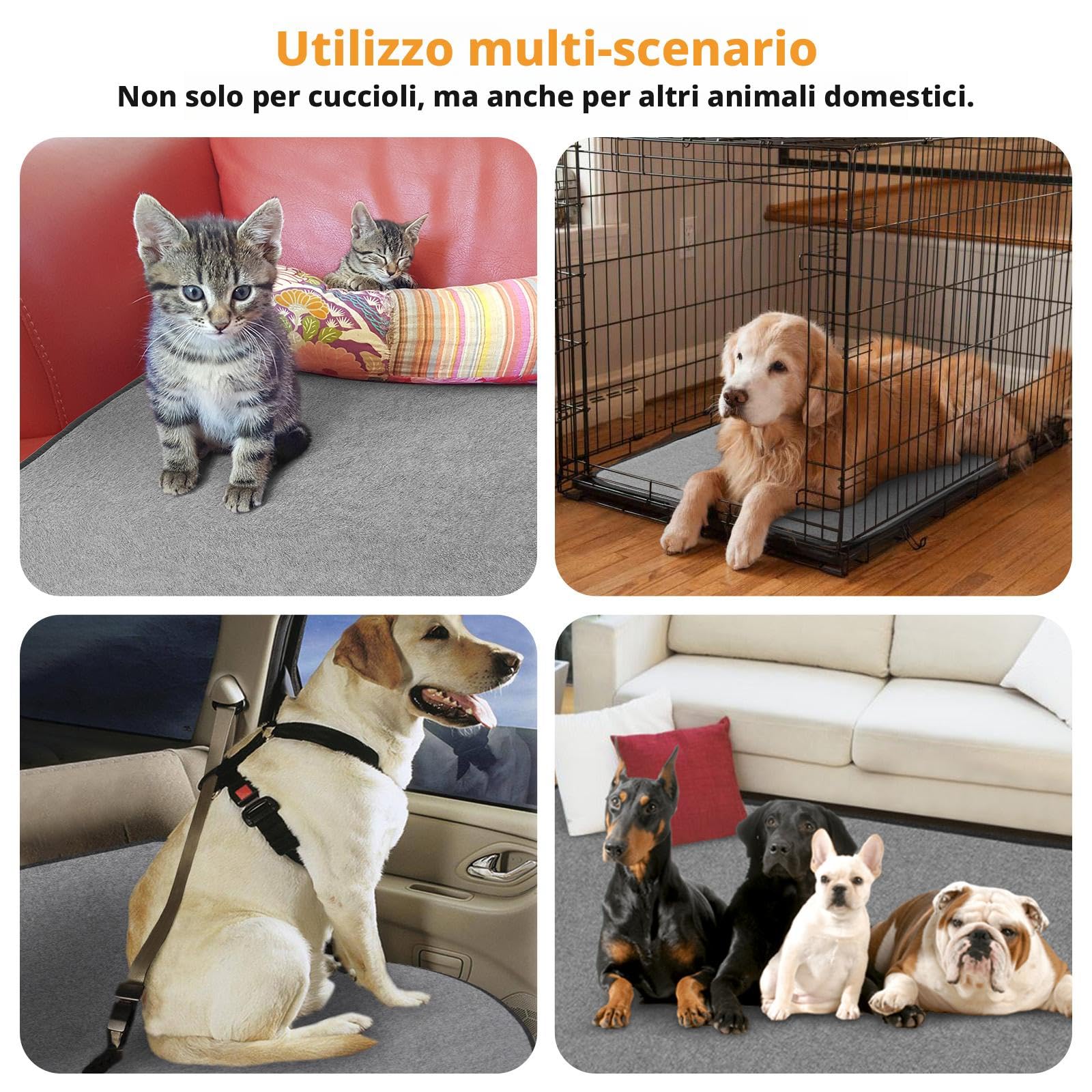 2PCS 70 x 100cm Traverse Lavabili per Cani, Tappetini Assorbenti per Cani, Riutilizzabili, Antiscivolo, Tappetino per Addestramento Cuccioli, per Cani, Gatti e Animali Domestici Incontinui