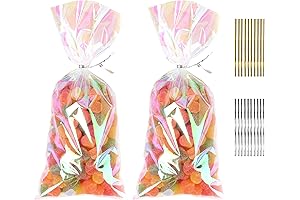 QTOP Iridescent Holographic Cellophane Treat Bags