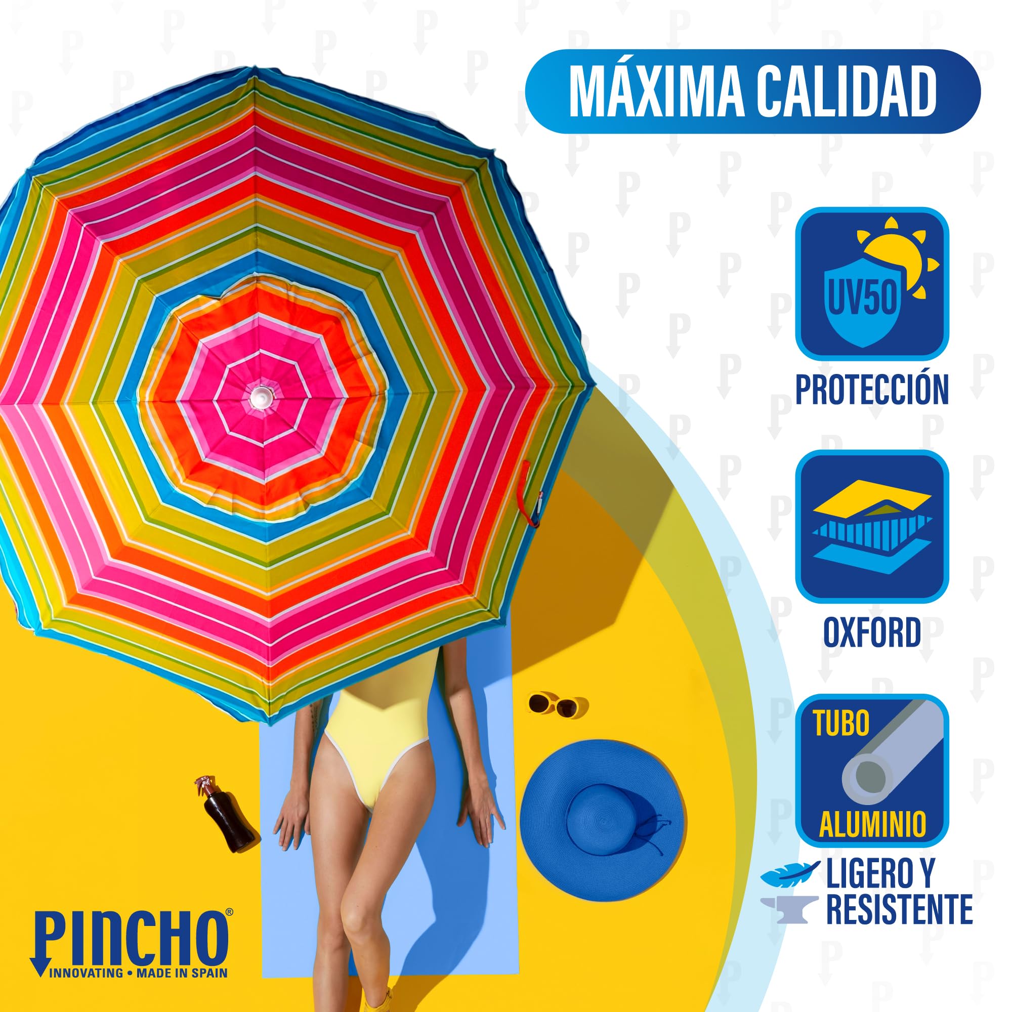 Szaszłyk Parasol Plaża 200 cm, Aluminium, UPF+50 blokuje 99% promieni UV, 8 prętów z włókna szklanego, bardzo lekki 1,5 kg, górne okno