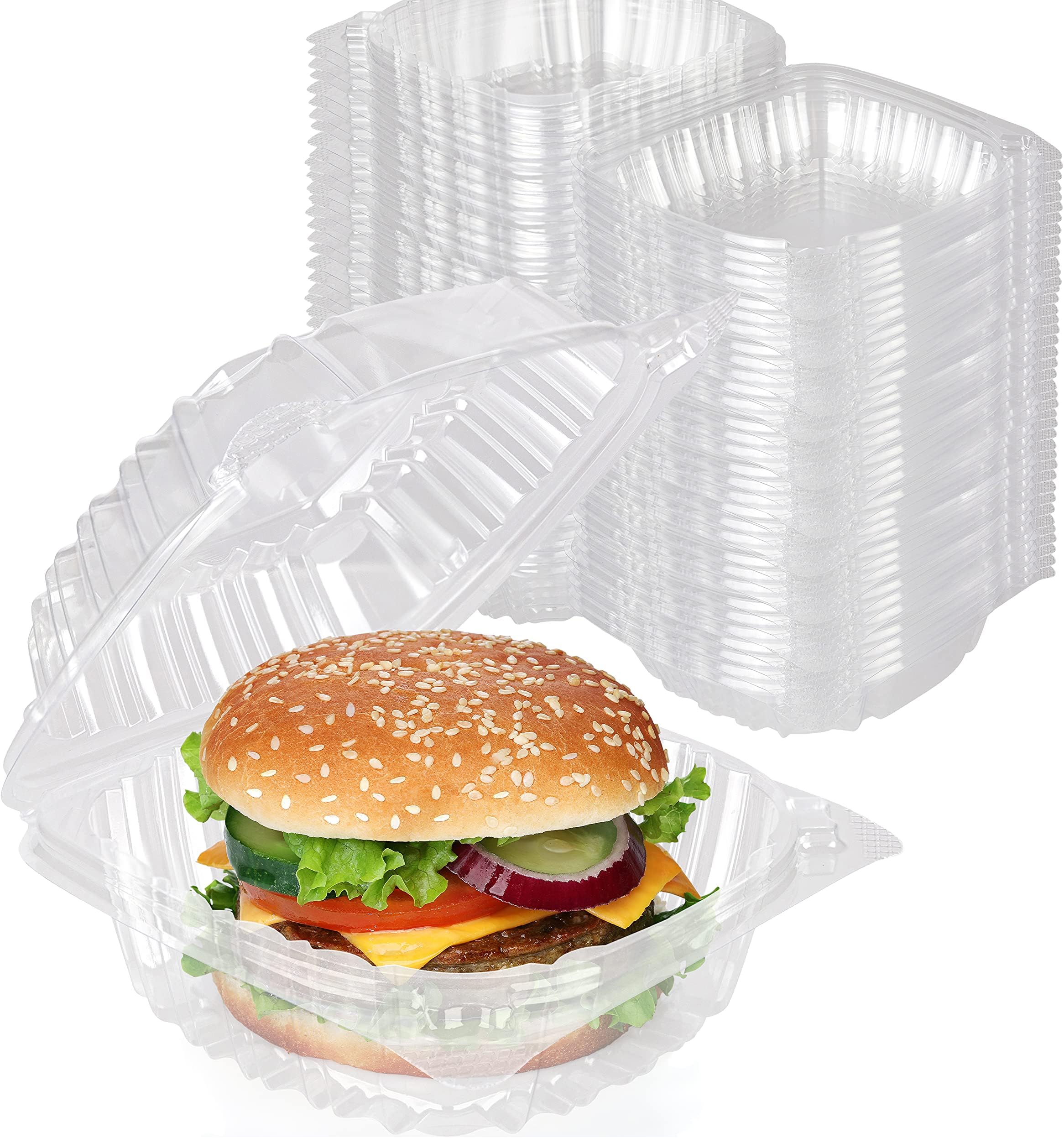 Durameg Clamshell Containers 5" Square Clear Hinged [50