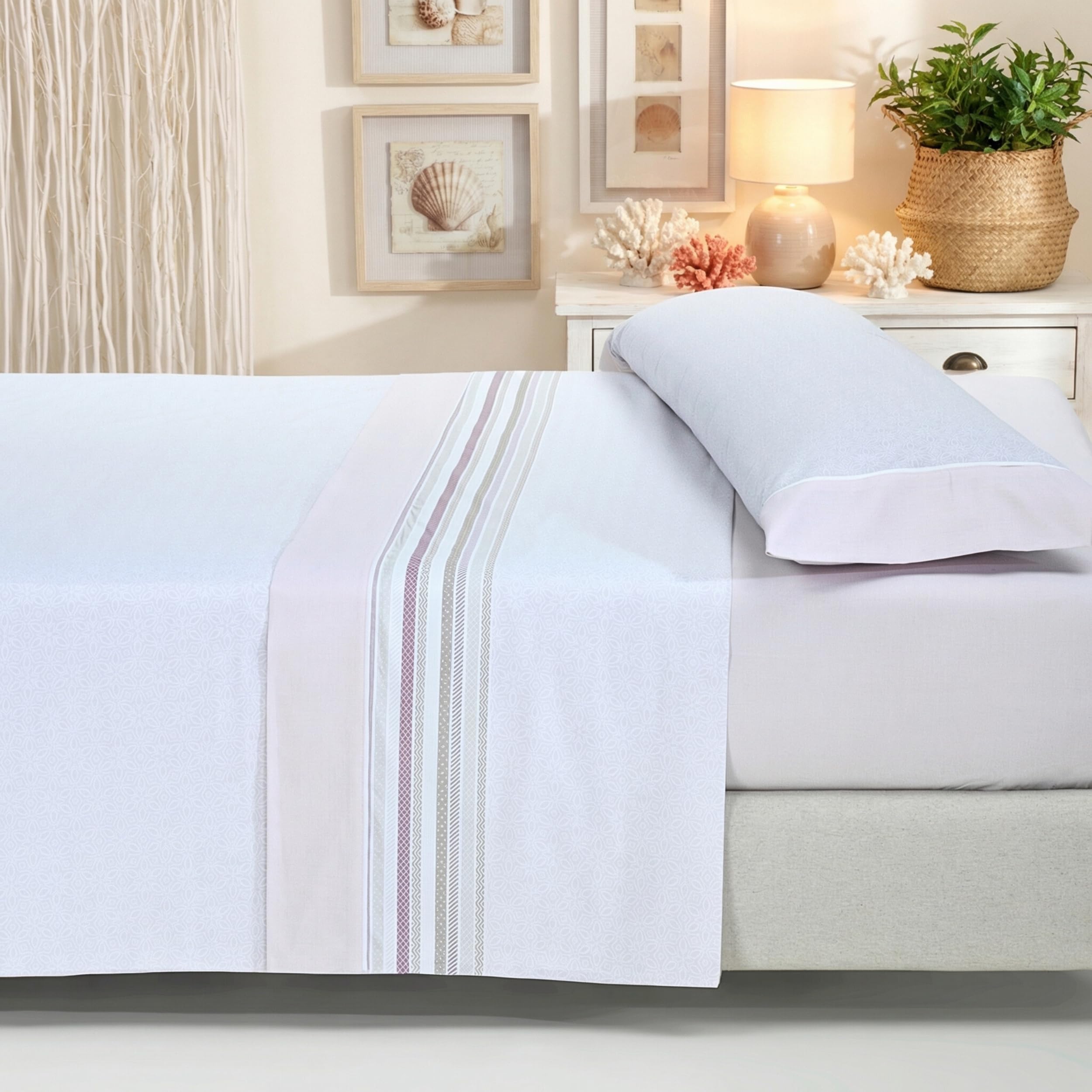 Sábanas 90x190 - Juego de Sábanas 3 Piezas - Algodón y Poliéster - Sábana Bajera Ajustable hasta 30 cm, Encimera y Funda Almohada - Ropa de Cama Estampada Suave y Transpirable (Lira Verde) — view 10