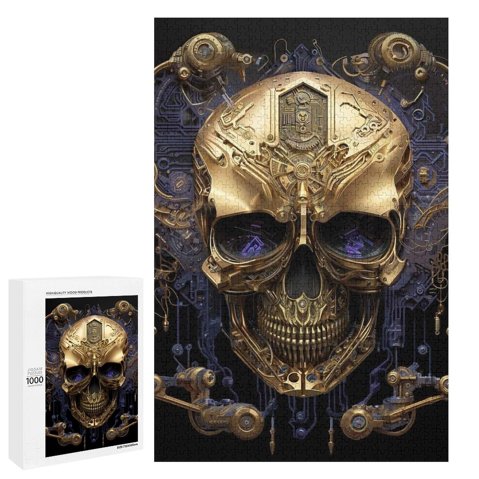 Jigsaw Puzzles 1000 PCS for Adults Skull Machine Gold II Teenagers Puzzles Hands-on Game Precision Cutting Help The Brain Exercise 1000 PCS