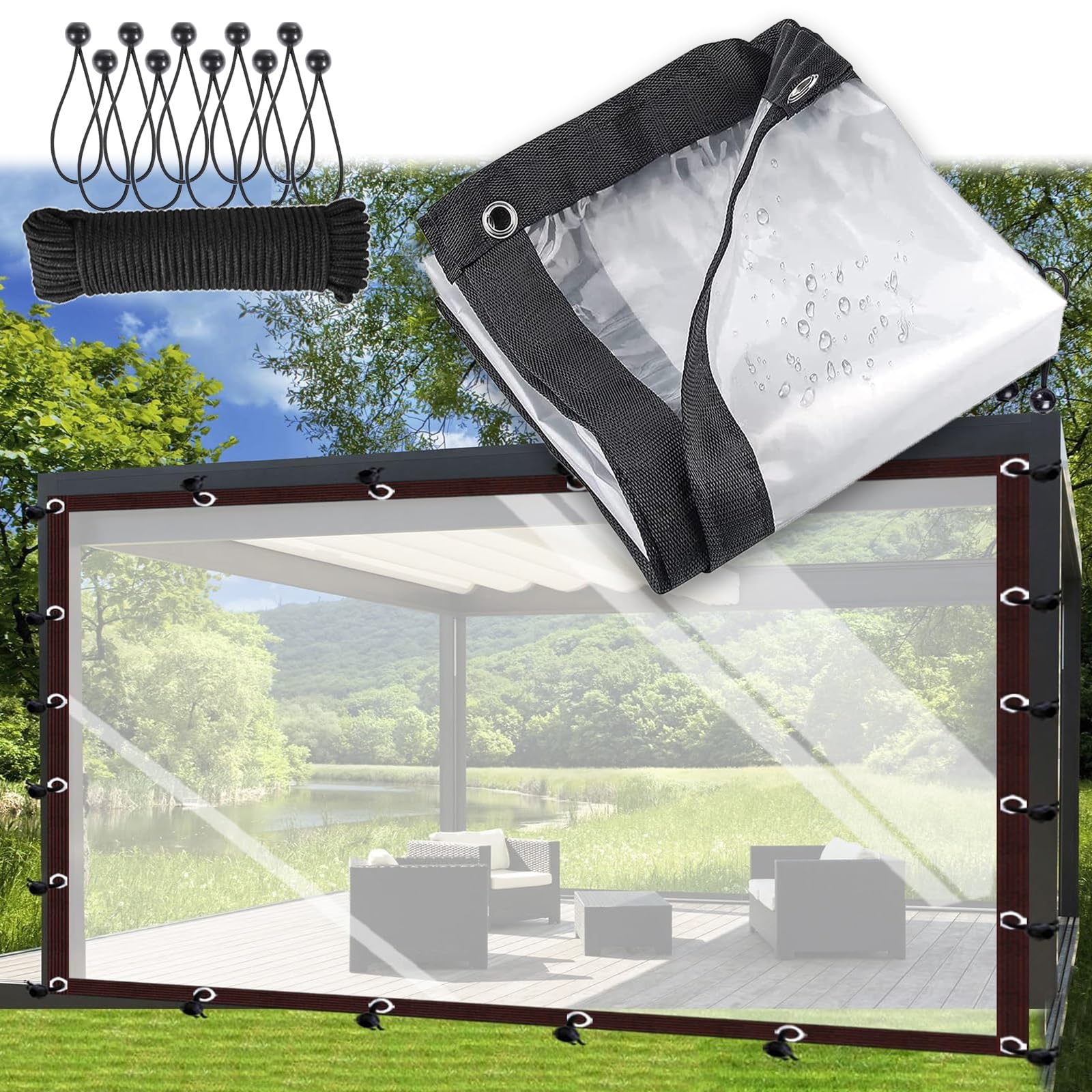 Bâche en vinyle transparent de qualité supérieure avec œillets pour grande serre