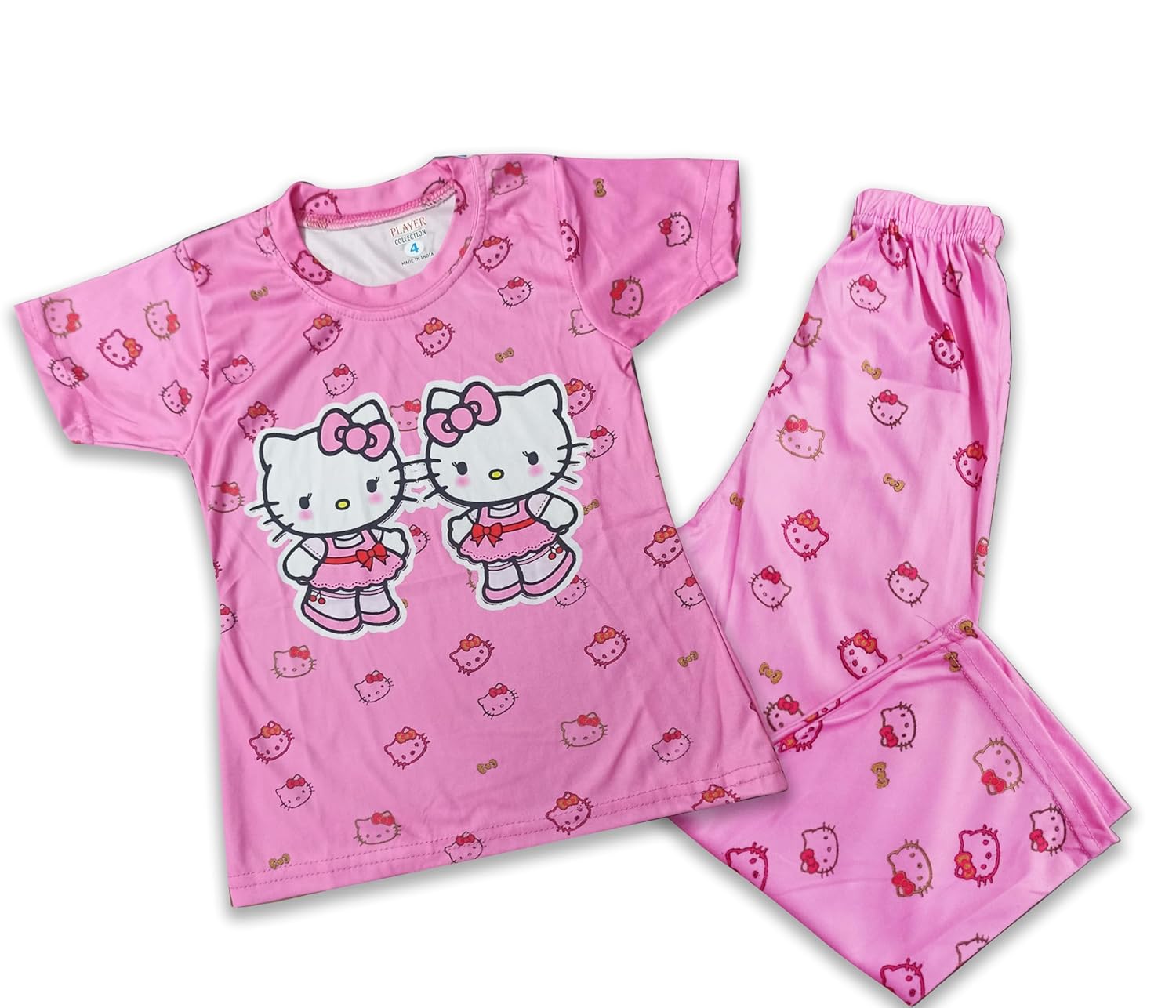 Cotton Unisex Kids Pajama Set Combo | Night Suit | Sleepwear | Multicolor, Pack of 1 (KNS01)