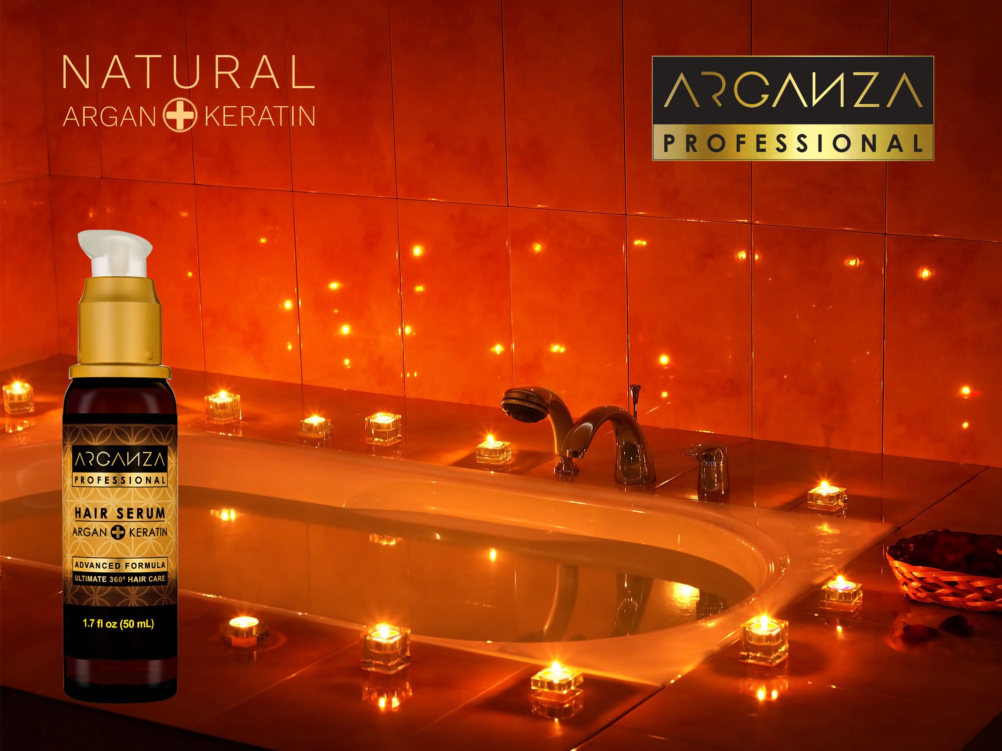 Argan Oil Serum – Hair Smoothing Serum + Keratin – Frizz Control and Hair Shine Treatment for Damaged Hair – Paraben & Sodium Chloride Free Silky Smooth Hair Products Revive Shine Serum