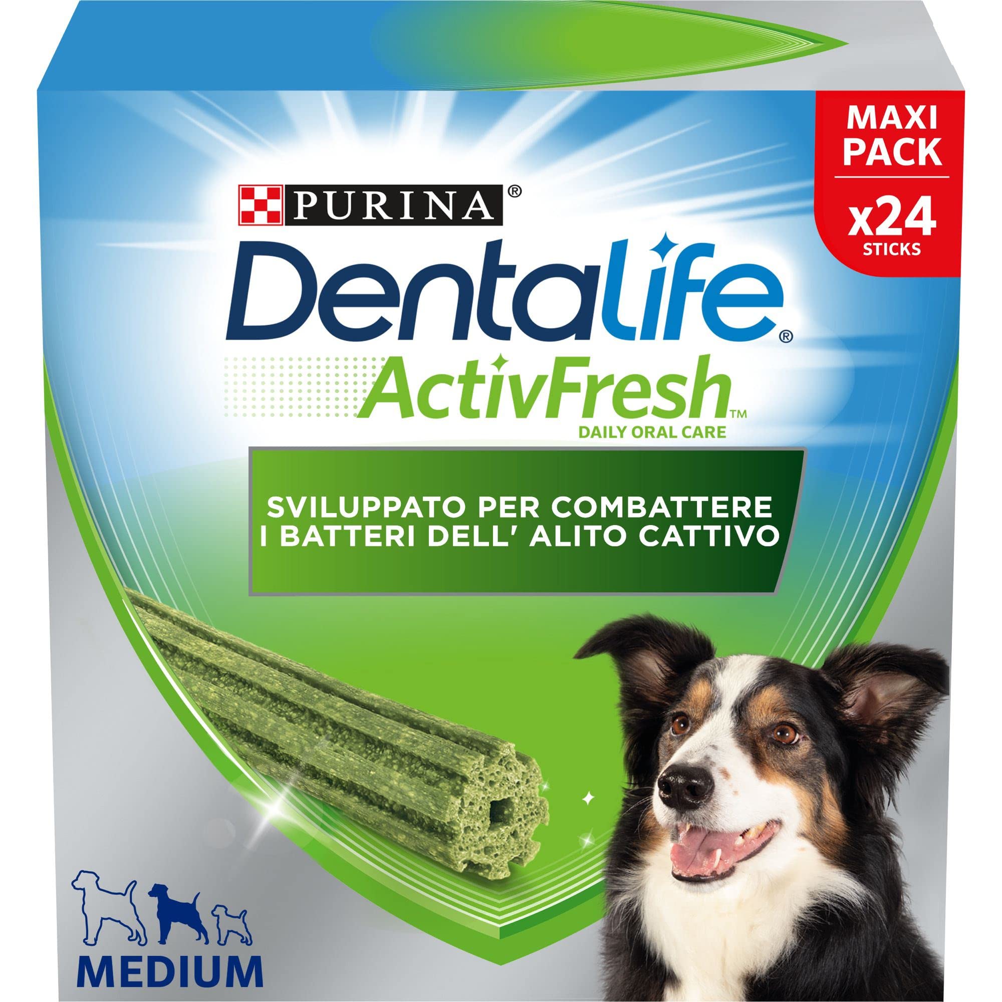 Dentalife ActivFresh Medium Snack para Perros medianos, Pack de 24 Barras