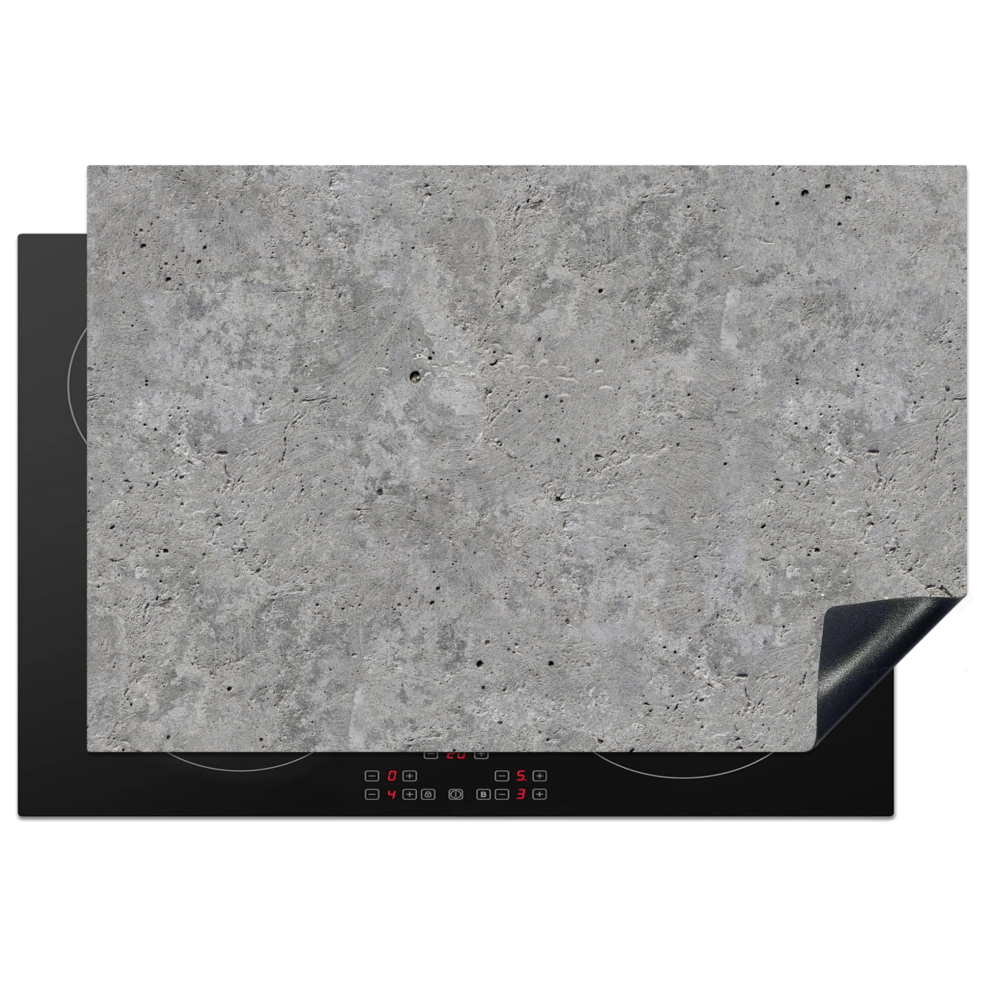 KitchenYeah© Induction Hob Protector Mat 20.1"x30.3" / 77x51 cm Cooker Top Protectors Cover Ceramic Covers Electric Hobs Vinyl Concrete - Slate - Grey - Concrete Structure — image 1