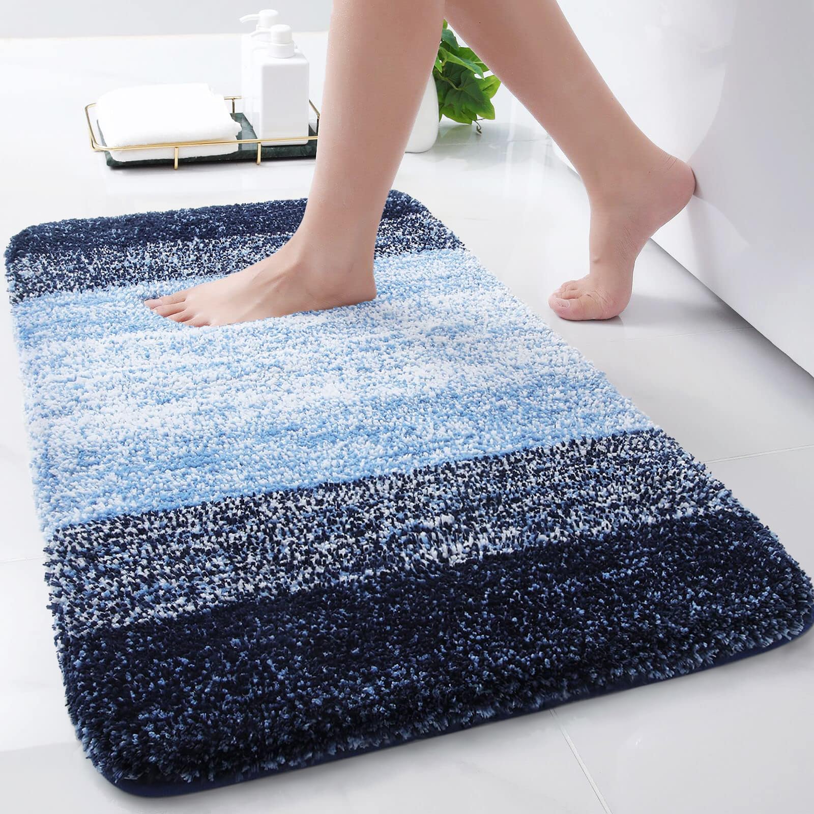 Arotive Microfiber Bathroom Rugs Shaggy Soft and Absorbent Bath Rug Non-Slip Thick Plush Machine Washable Dry Bath Mats