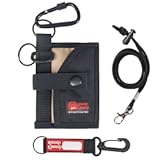 ROUGH ENOUGH Coin Holder for Car – Tactical Cordura with Zipper Coin Pocket, Neck Lanyard Carabiner – Slim Card Holder for Men, Travel
