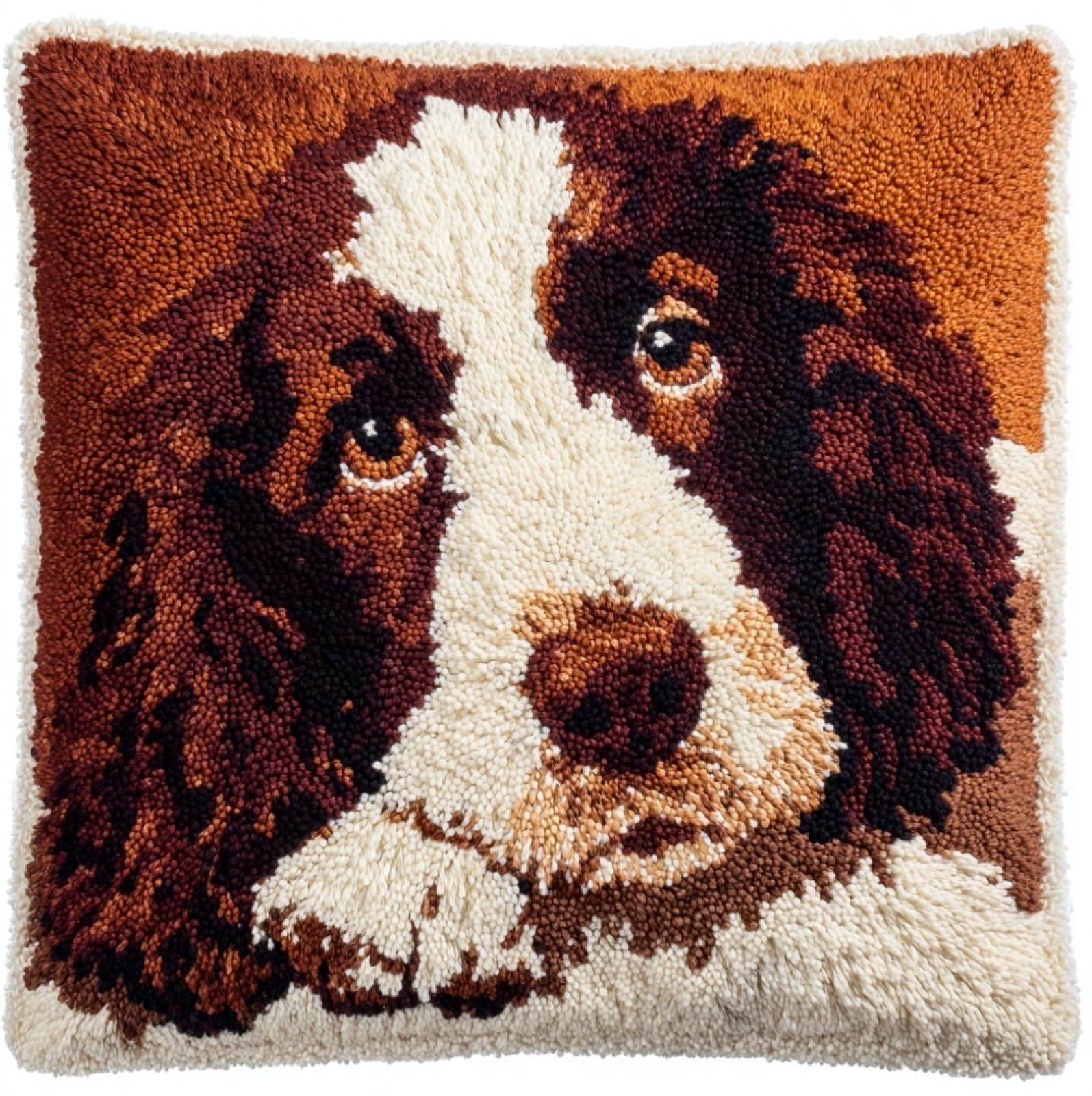 Wallustrioaw Charles Spaniel Diy Latch Hook Pillow Kit,