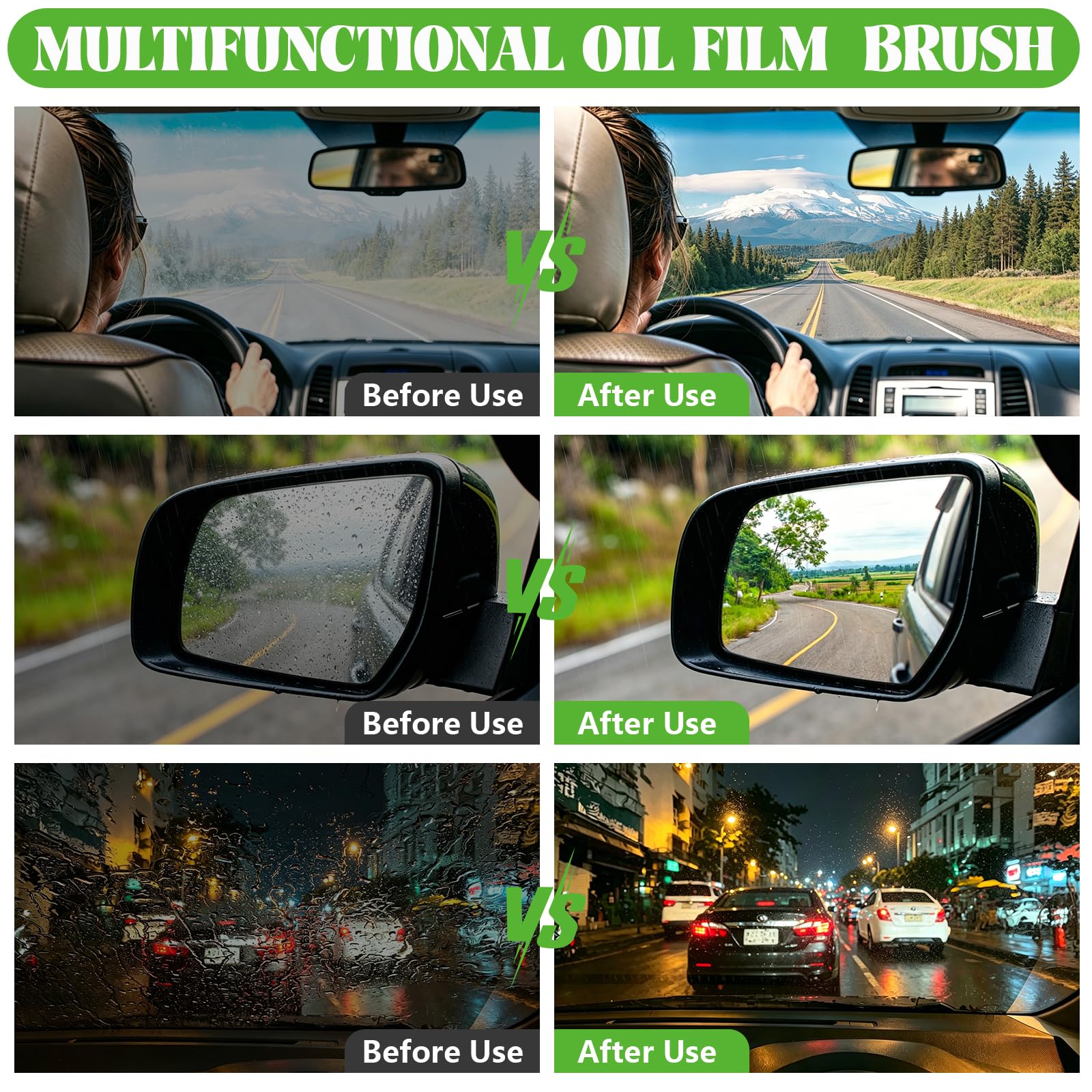 Zestaw 2 szt. Clear Vision Glass Cleaner, 2026 Upgrade Clearvision Car Windshield, Oil Film Brush 2.0, Automotive Oil Film Cleaning Brush, środek do czyszczenia szyb samochodowych, zapobiega
