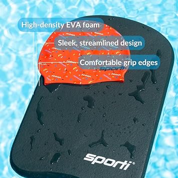 Swim Training Kickboard & Training Swim Fins Set Boost Leg Strength, Improve Technique & Confidence for All Levels of Swimmers ( NavyBlue - Red )