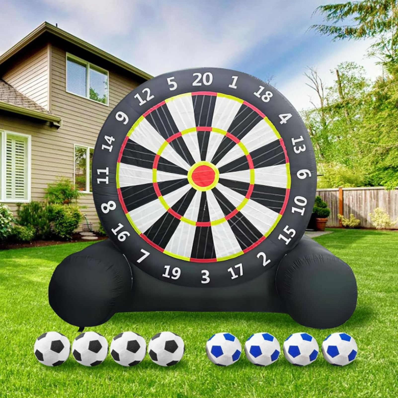 Cashwise Giant Inflatable Football Darts Board, Outdoor Soccer Dartboard Kickball Set with Balls, Blower for Teenagers & Adults, Backyard Team Activity, Daily Sports A-3M/10FT