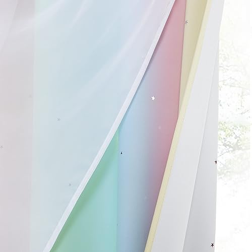 Miniatura 7 de NICETOWN Cortinas opacas con diseño de estrellas para habitaciones de niñas, de princesa de doble capa, para ventana de dormitorio de hija, Acción