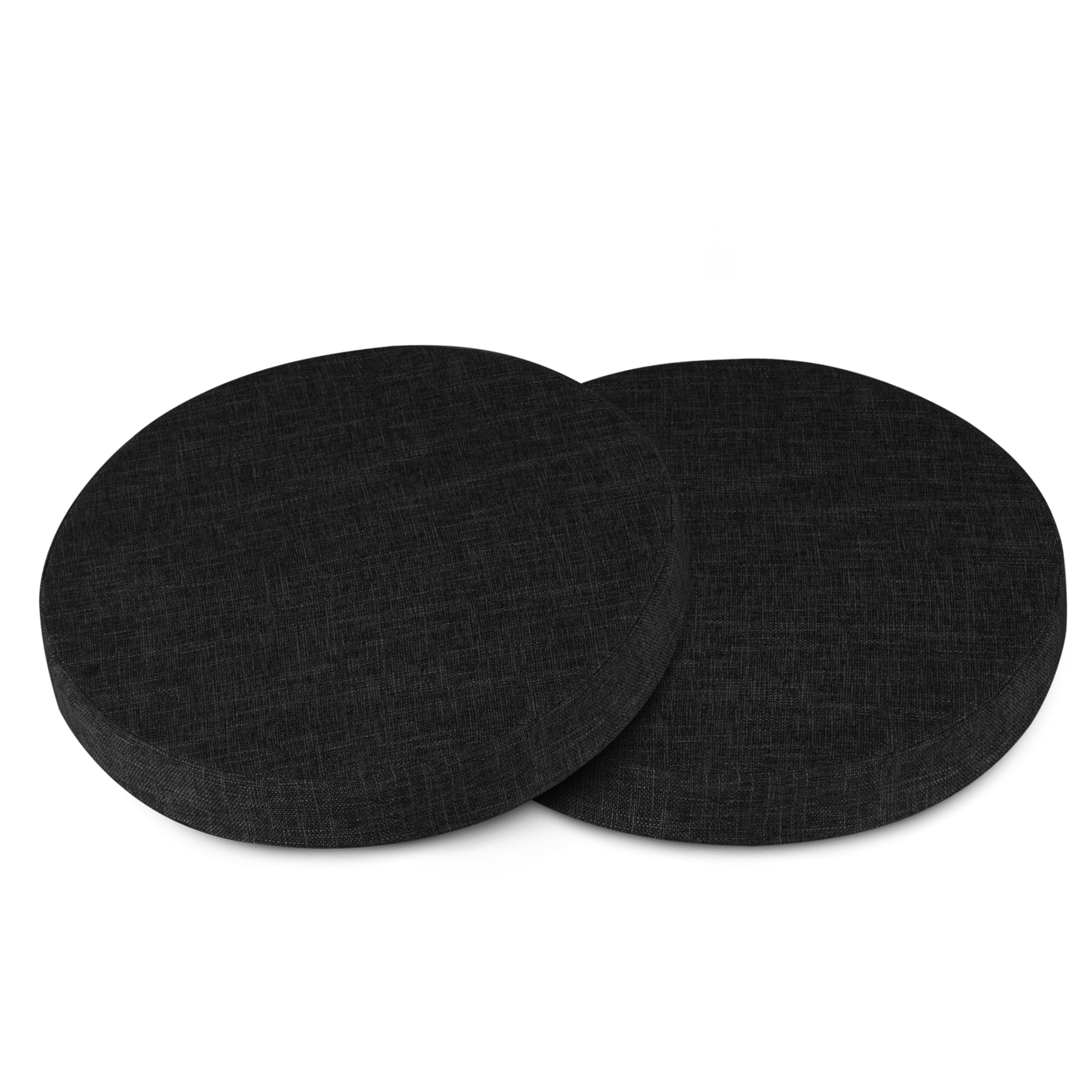 AddGrace Pack de 2 cojines redondos para asiento Desmontable almohadilla de silla redonda con fondo antideslizante Cojín de interior para comedor, cocina 40 x 40 cm, Negro