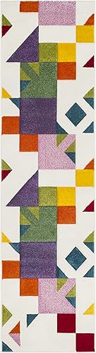 Miniatura 2 de SAFAVIEH Hollywood Collection - Alfombra de pasillo, 2 pies 3 pulgadas x 6 pies, color marfil y rosa, diseño moderno de mediados de siglo, no