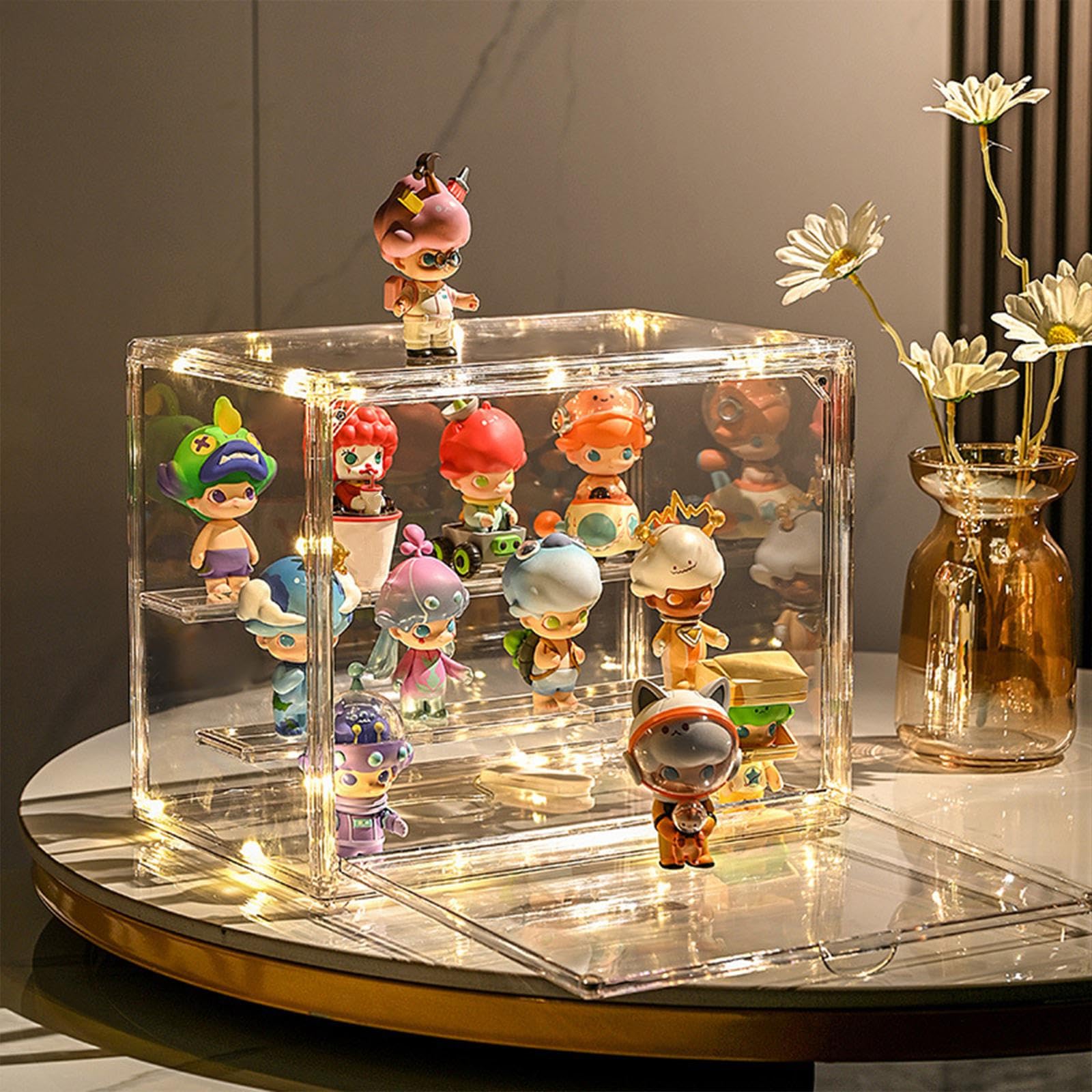 Lot de 2 vitrines transparentes avec étagère pour objets de collection