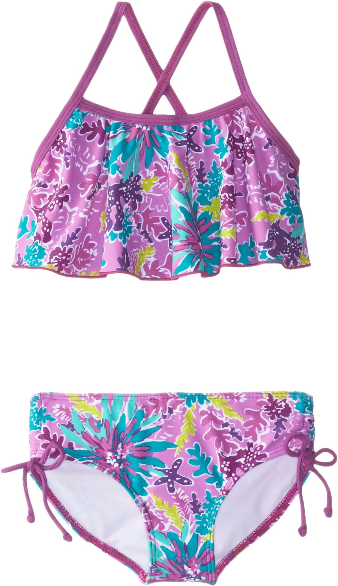 Kanu Surf Girls' Karlie Flounce Bikini Beach Sport 2 Piece Swimsuit