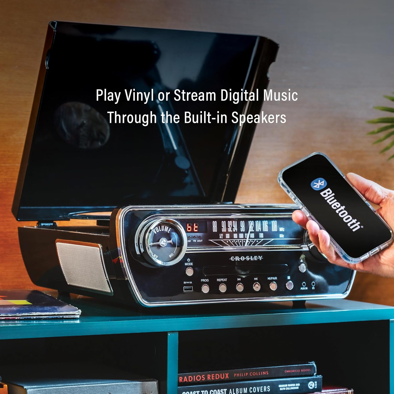 Crosley CR6047A-BK Powel 7-in-1 Record Player, Black image 3
