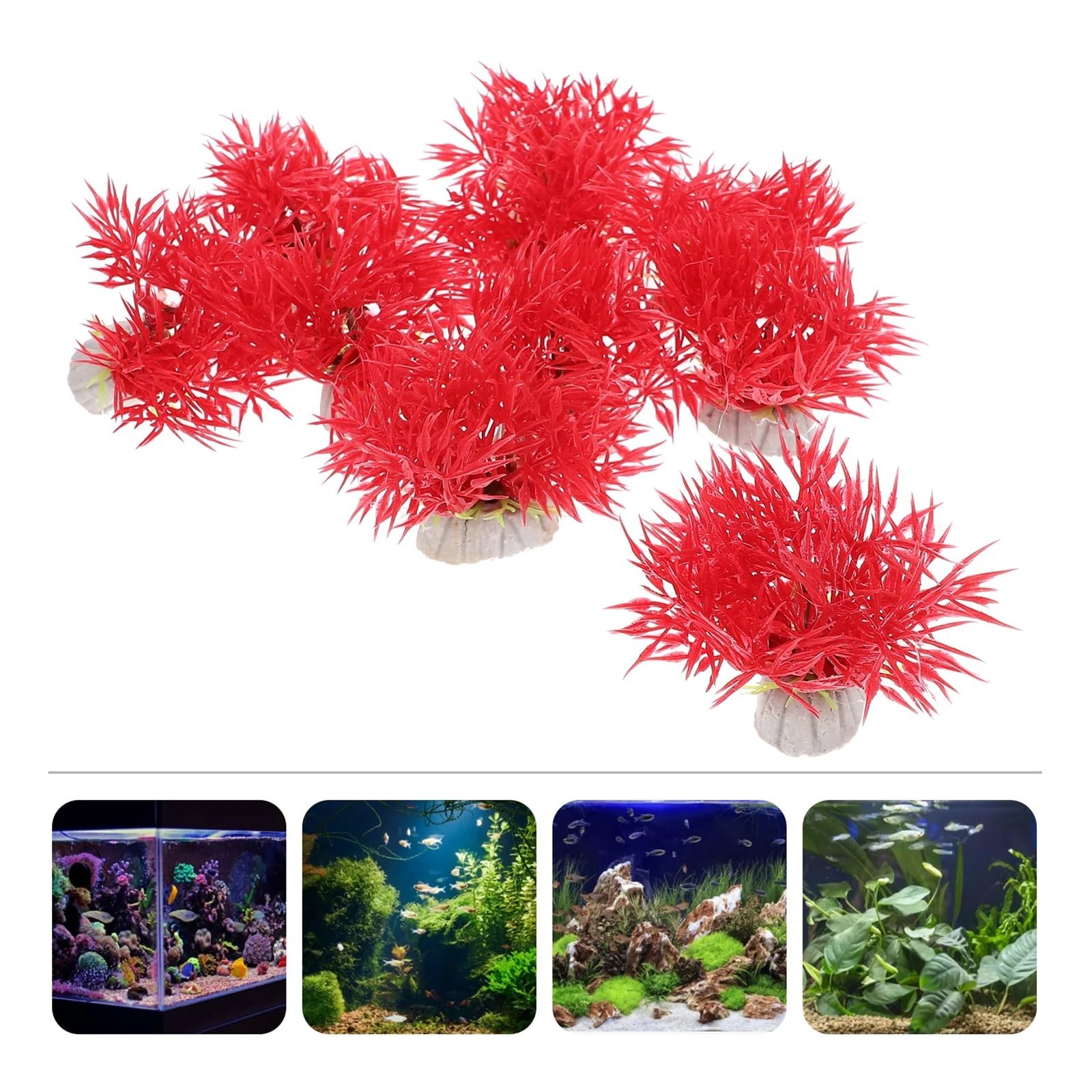 Plantas Artificiales para acuarios, Plantas Artificiales for Acuario Rojo 10 Piezas 6,5x6,5x4cm