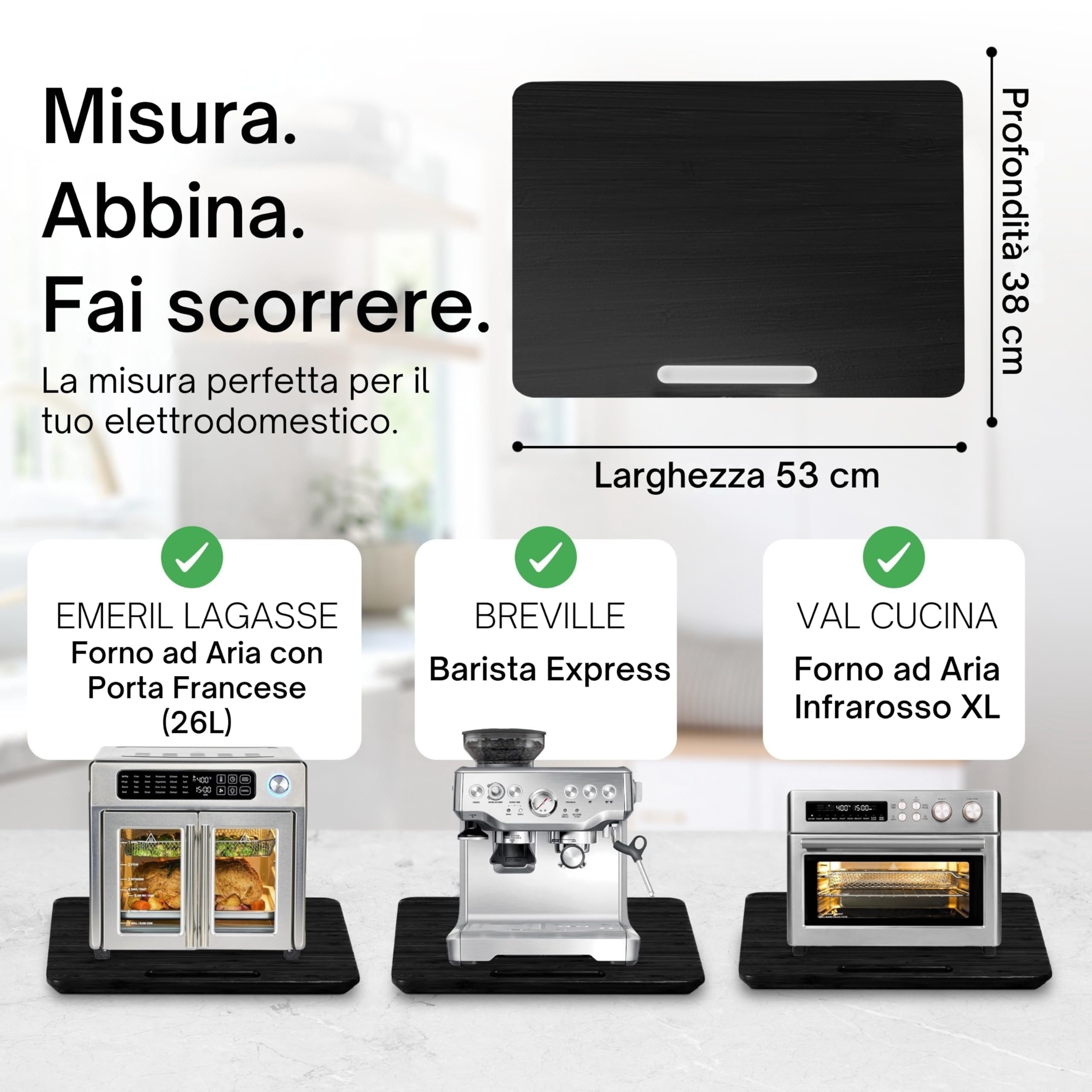 Ibyx Vassoio Scorrevole In Bambù Per Macchina Da Caffè E Friggitrice Ad Aria | Base Con Ruote In Gomma Silenziose, Portata 18 kg | Protegge Il Piano