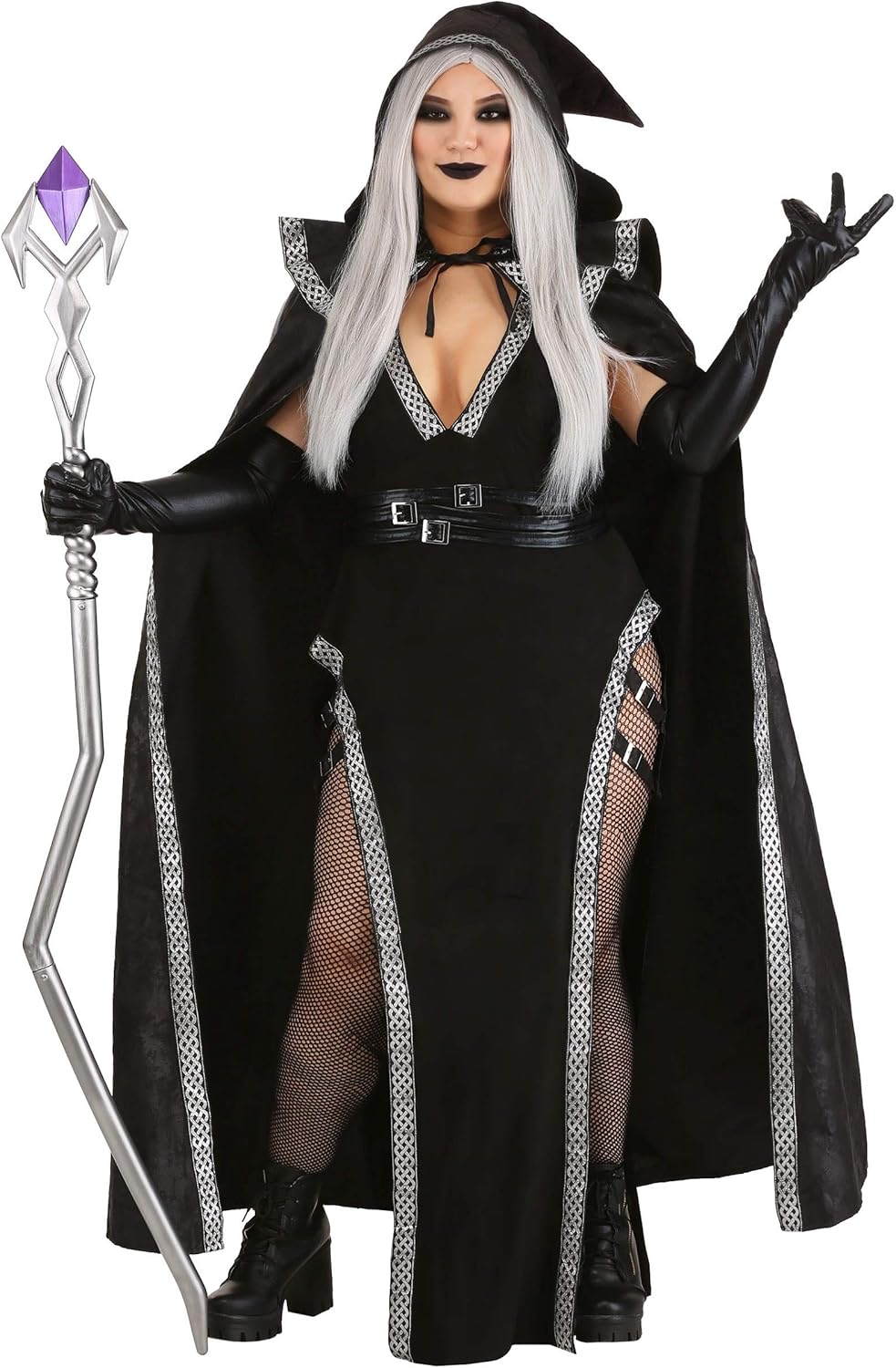 Fun Costumes Plus Size Urban Warlock Costume for Women, Dark Wizard Costume for Sorcerer Dress-Up, Gothic Parties & Halloween