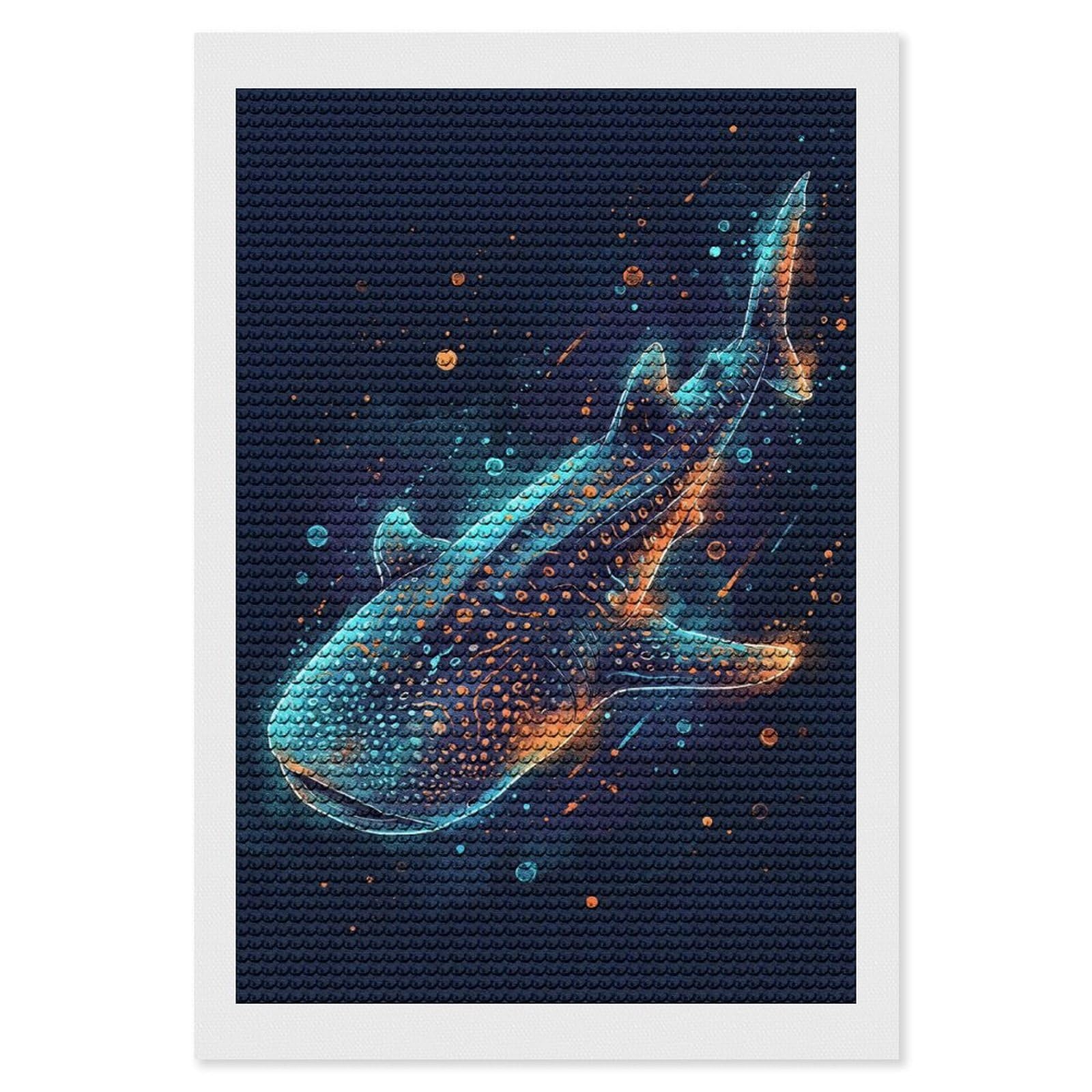 Junmoney Whale Shark in Cosmic Ocean Diamond Art Canvas 8"x12", for Adults, Good for Quiet Evenings, Bedroom Decor, Festive Craft Gift, Easy to Enjoy