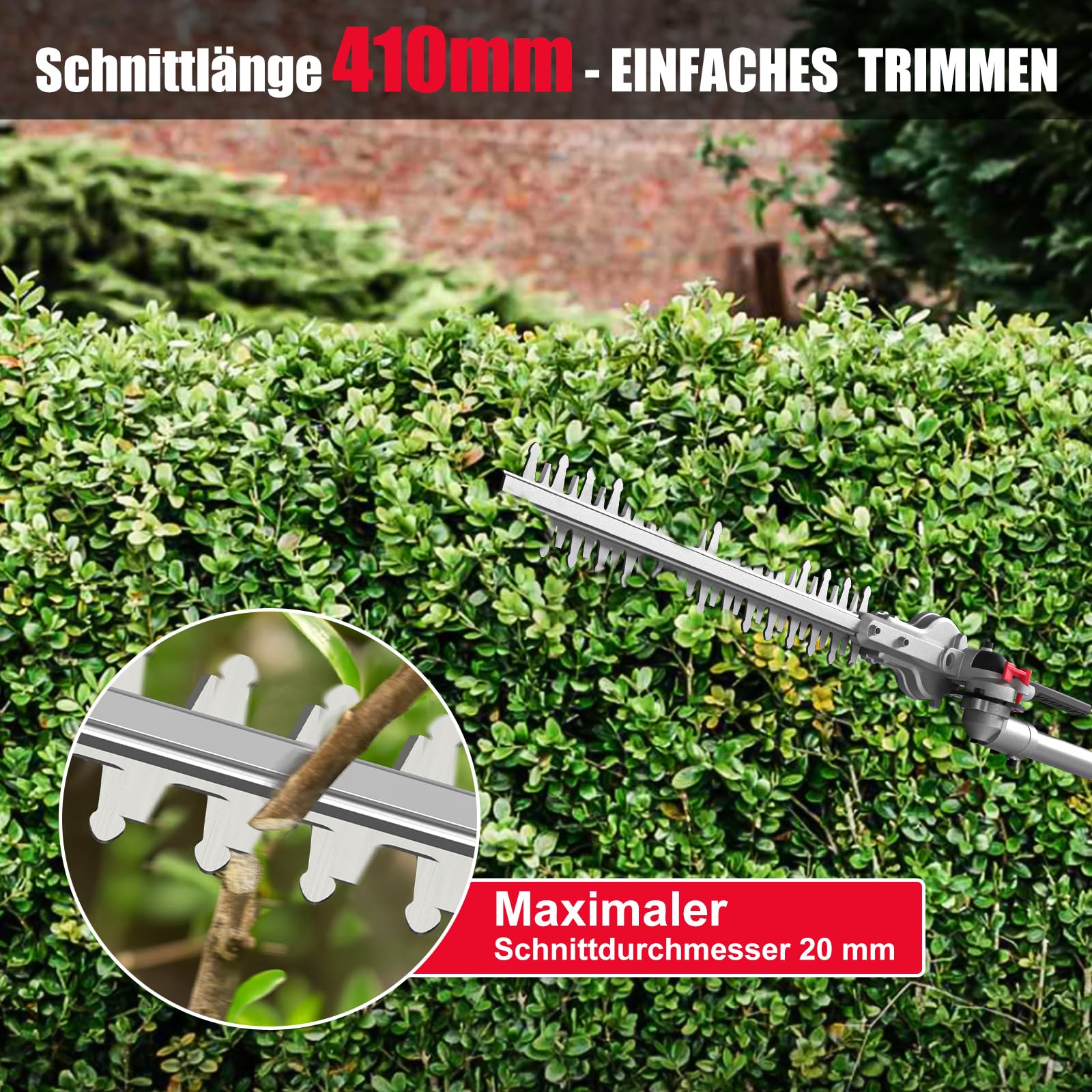 HYCHIKA Teleskopheckenscheren Elektrisch 900W, Heckenschere Teleskop-Astschere, Power Hedge Trimmer, Hochentaster 200-250 cm Verstellbare Reichweite, Schwenkbarer Kettensägenstab für Hof & Garten