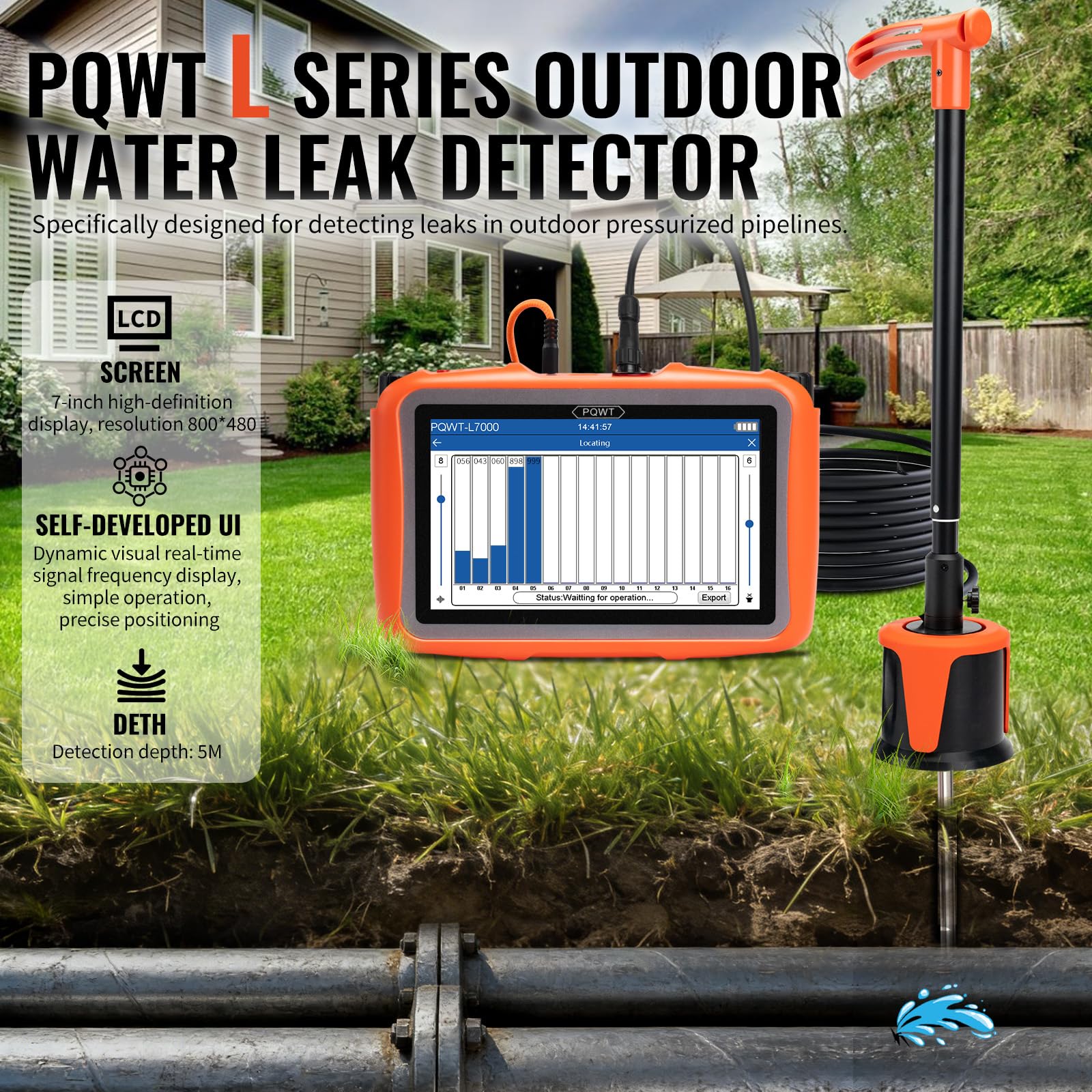 PQWT L6000 Water Leak Detectors for Outdoor Wall Water Pipe