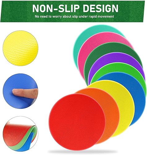 Miniatura 2 de Marcadores de puntos de polietileno para suelo de gimnasio, puntos de goma antideslizantes, 9 pulgadas, 7182736 unidades, marcadores de agilidad,