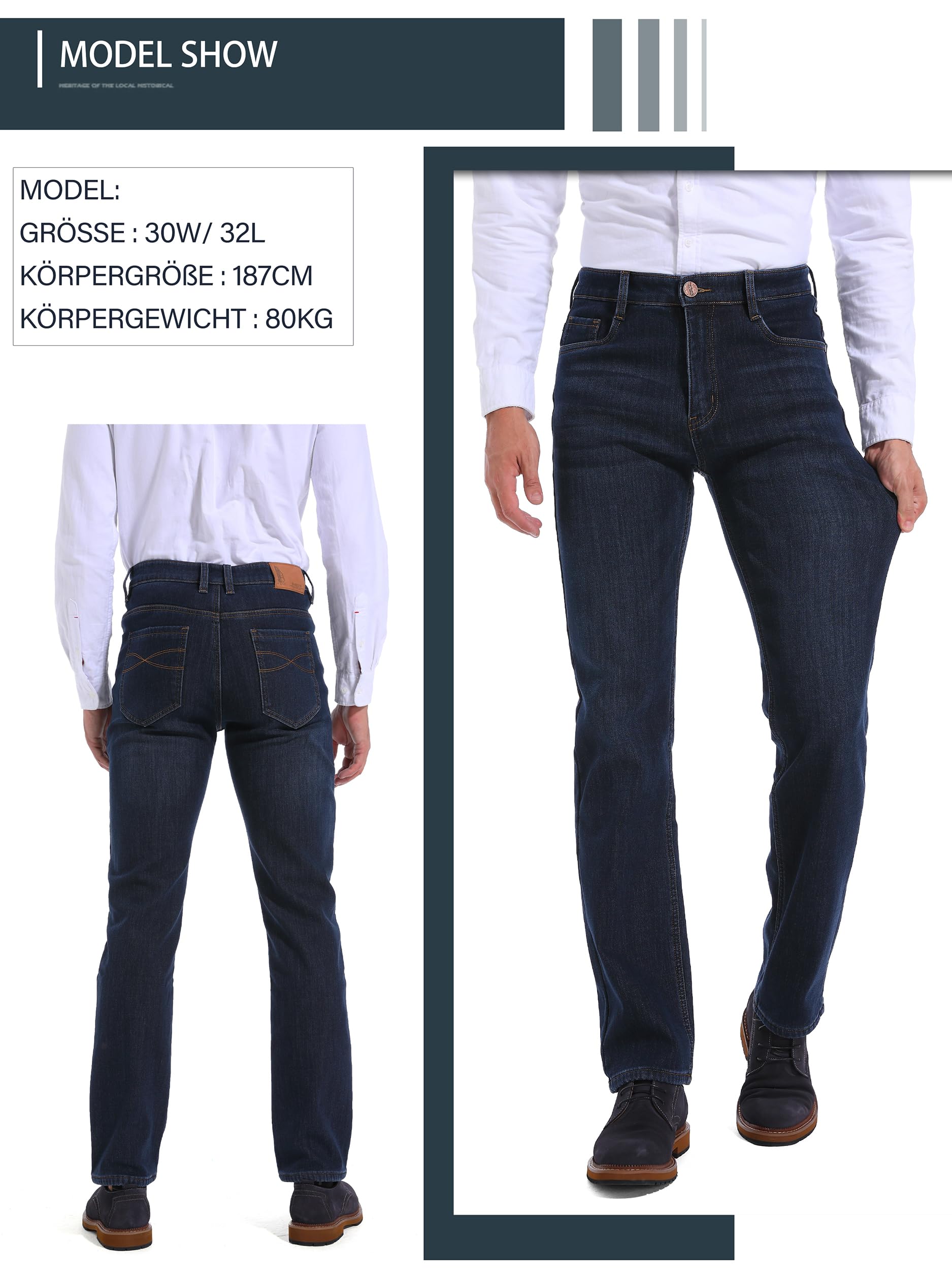 Pantalón Vaquero Termico Hombre Vaqueros con Forro Polar Pantalones Invierno