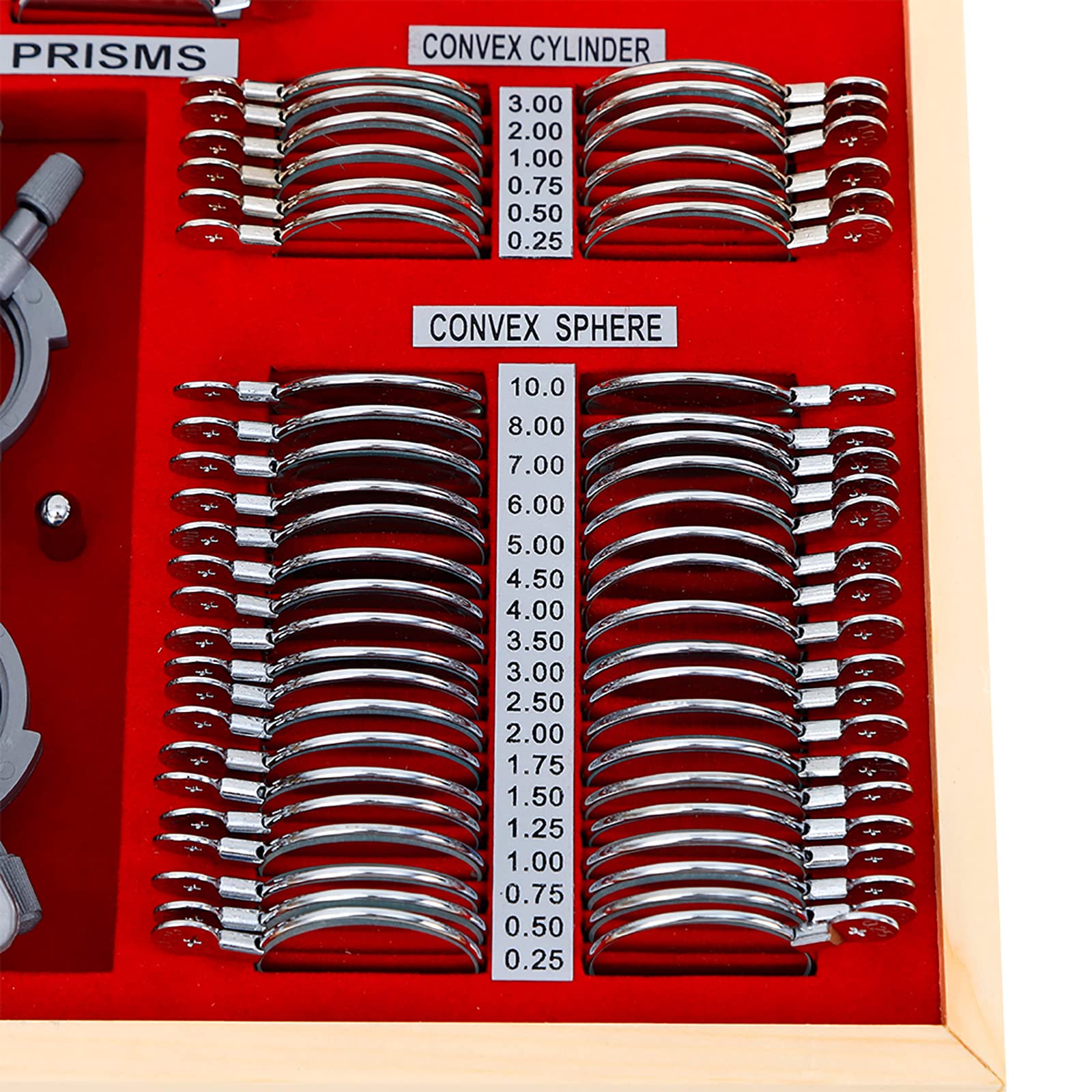 Lot de 104 lentilles de test optiques - Jante en métal - Optométrie - Lentilles d'essai - Équipement d'optométrie - Boîte en aluminium - Avec cadre