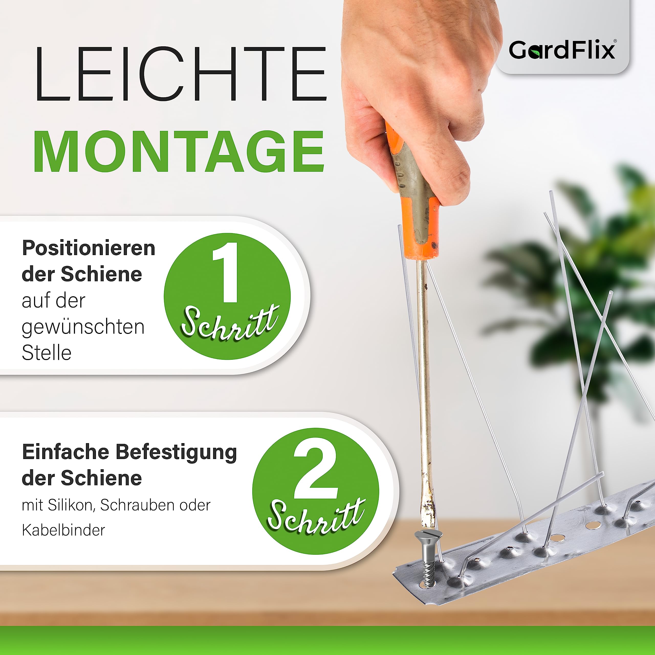 Vogelabwehr Spikes Edelstahl 3m | Taubenabwehr Spikes Taubenschreck Langlebig & Robust 3-5 Reihig | Edelstahl Vogelabwehr gegen Krankheiten & Vogeldreck & Nisten | Vogelschreck Abwehr (4-Reihig 15m)