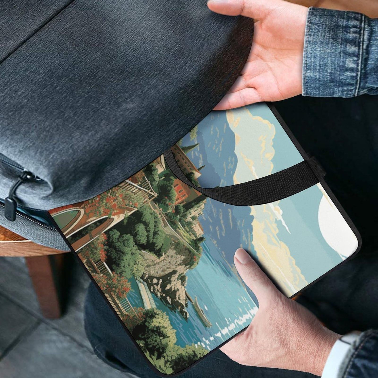 Borsa per computer portatile estiva mediterranea, ultrasottile, impermeabile, 13 pollici, borsa protettiva portatile per computer con cinghia da polso