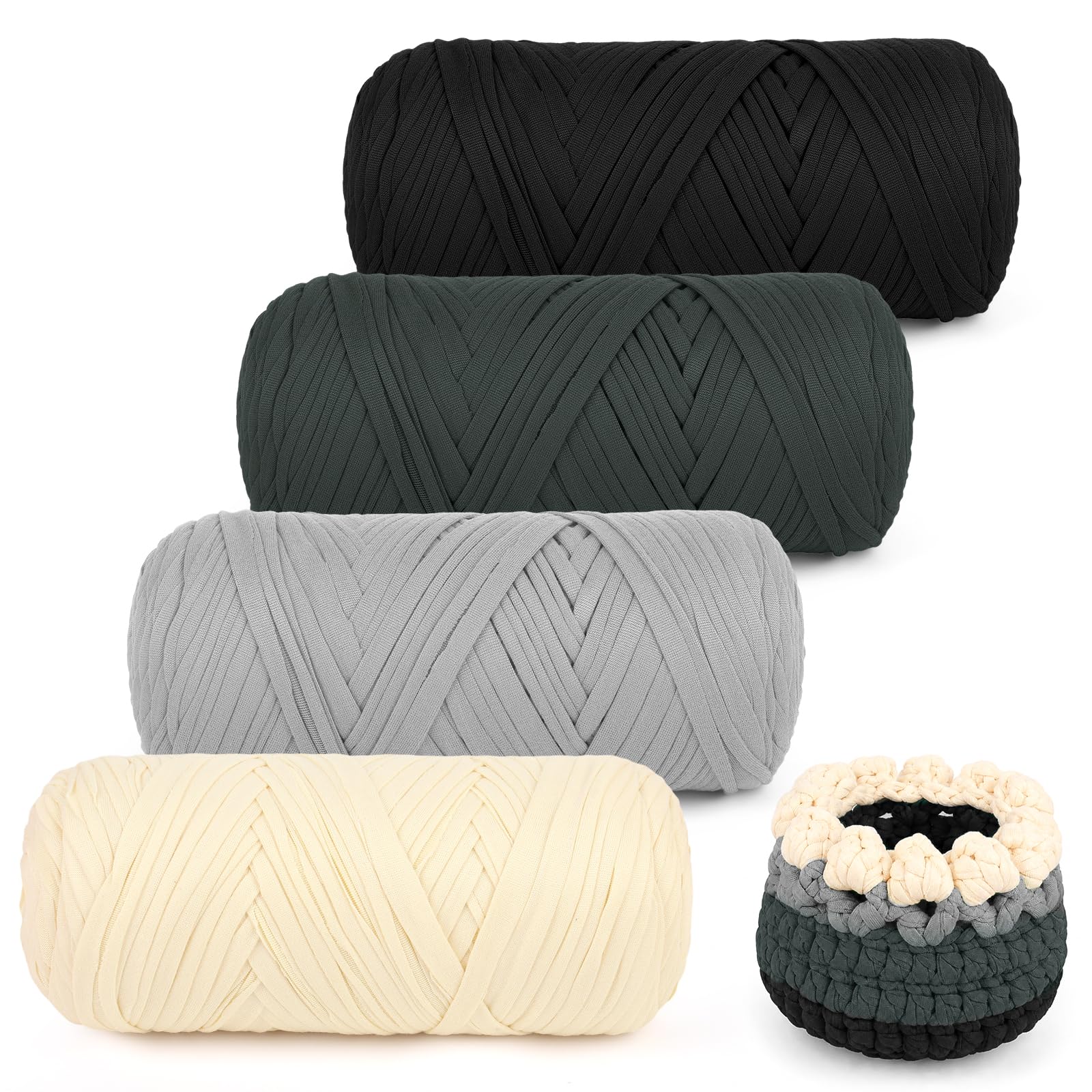 Aeelike T Shirt Yarn 800g, Black Tshirt Yarn for Crocheting Bags, Baskets