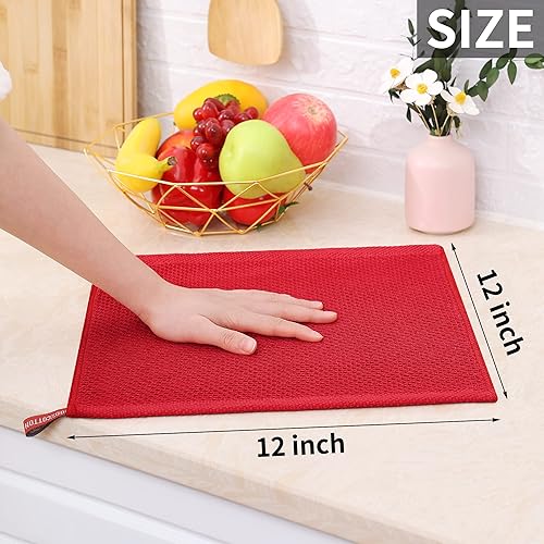 Miniatura 477 de Homaxy Trapo de cocina de 100% algodón, tejido de punto gofre, ultrasuaves, absorbentes, de secado rápido, para limpiar, 13 x 28 pulgadas, paquete