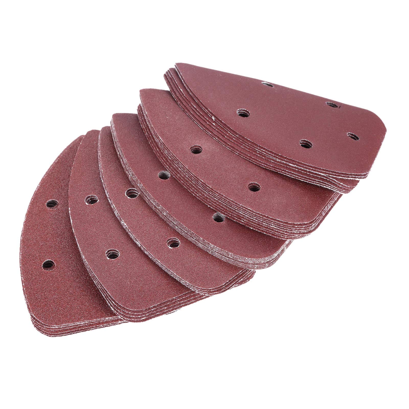 Papel de lija de pulido de metales de madera 50PCS hojas de lija 140x90mm Triángulo de lija gancho bucle abrasivo Disco de lijado for madera pulido molino 80-240 sémola