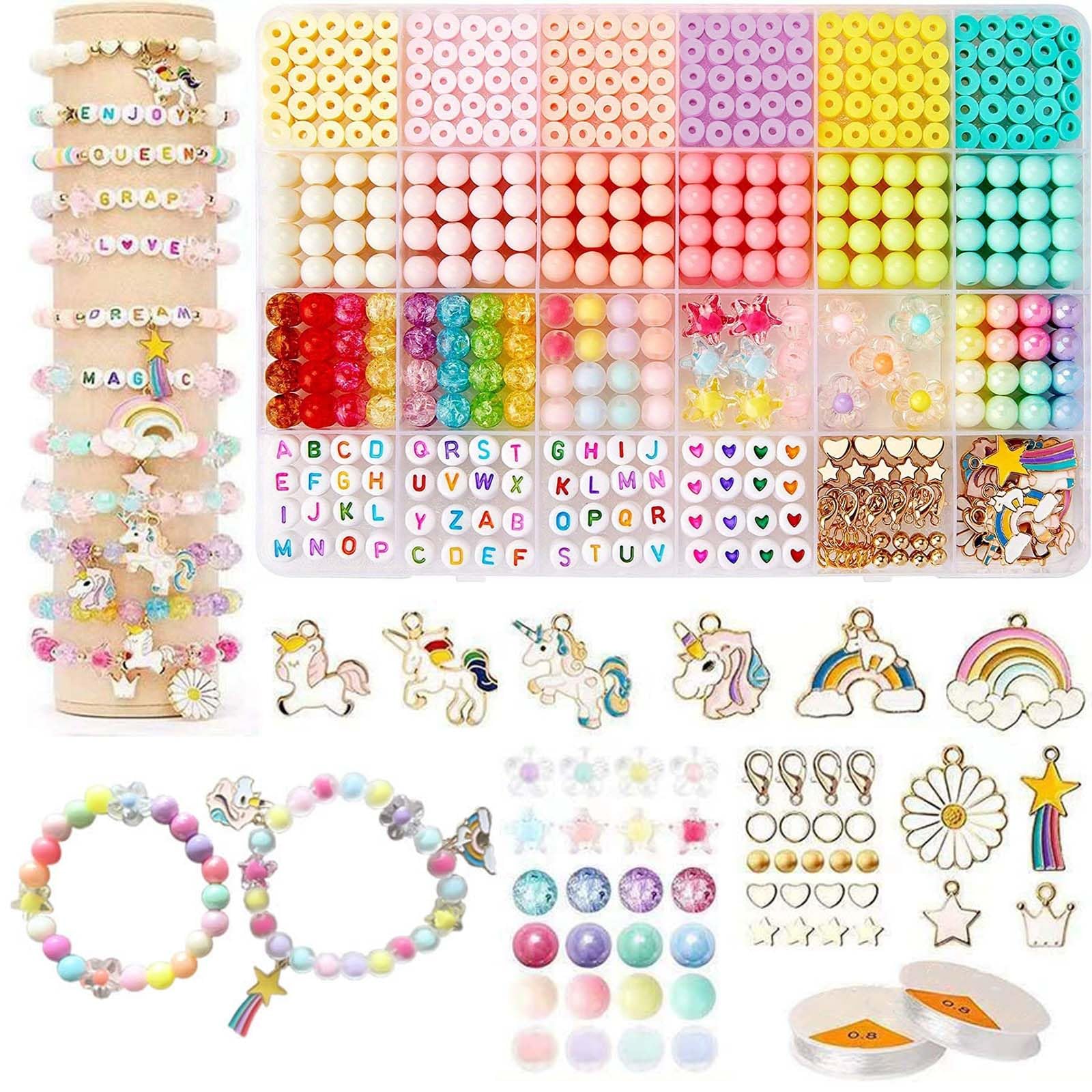Kralen om te rijgen, 720 stuks om zelf armbanden te maken, sieraden zelf te maken, set witte kralenset voor doe-het-zelf armbanden, sieraden