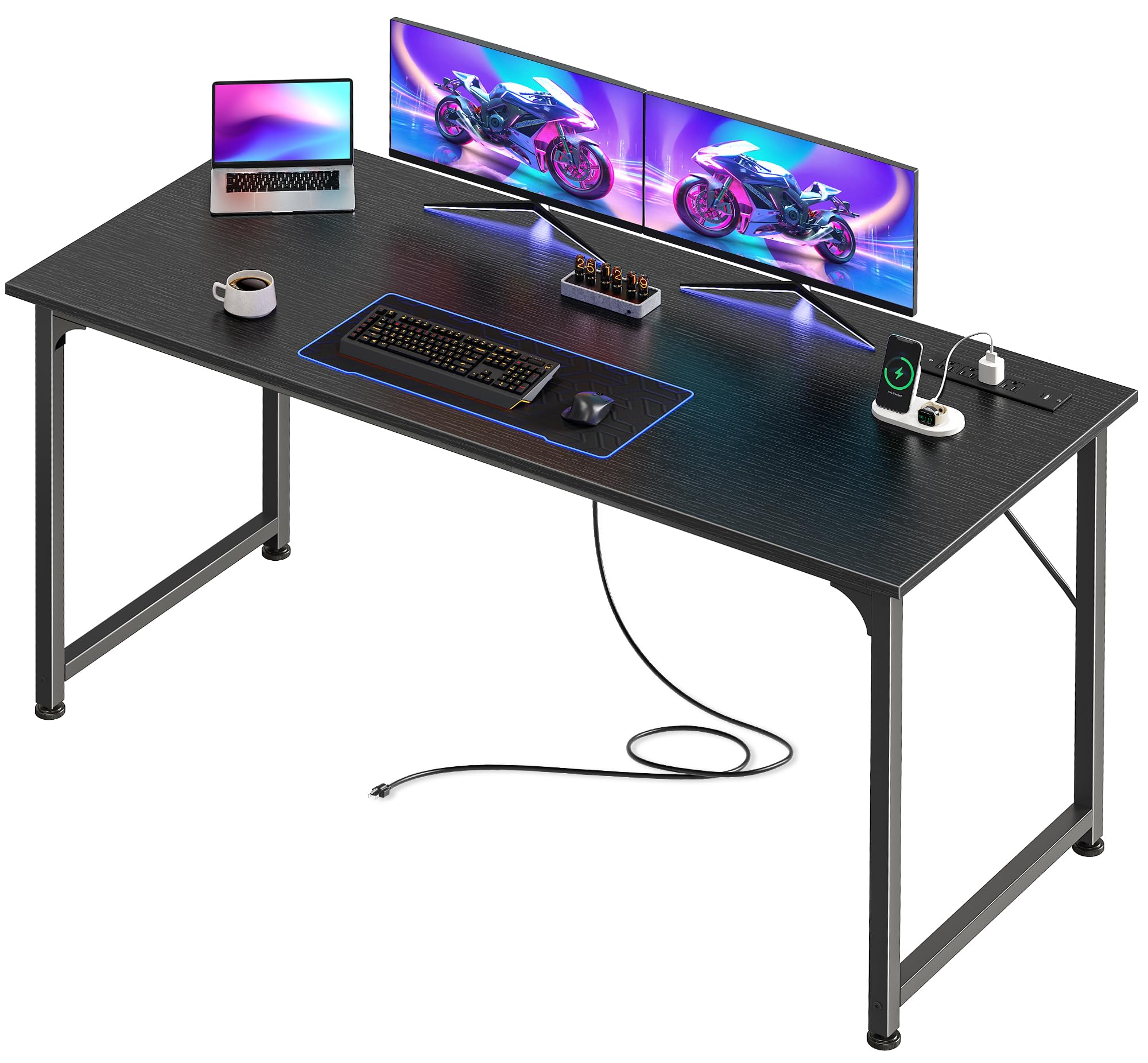 Amazon.com: PRAISUN 55 X 20 Inch Computer Desk, Power Outlets, USB